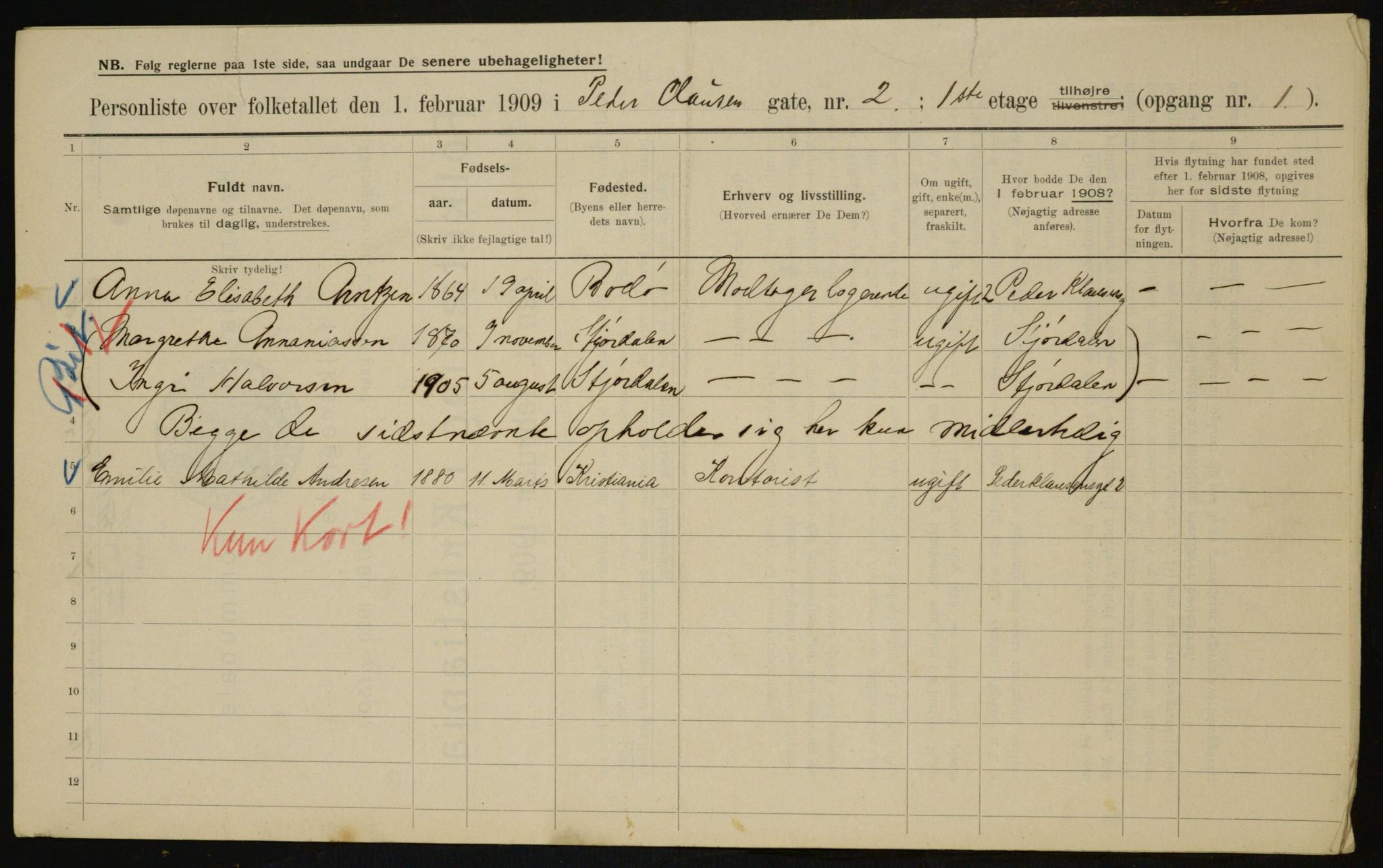 OBA, Kommunal folketelling 1.2.1909 for Kristiania kjøpstad, 1909, s. 71336