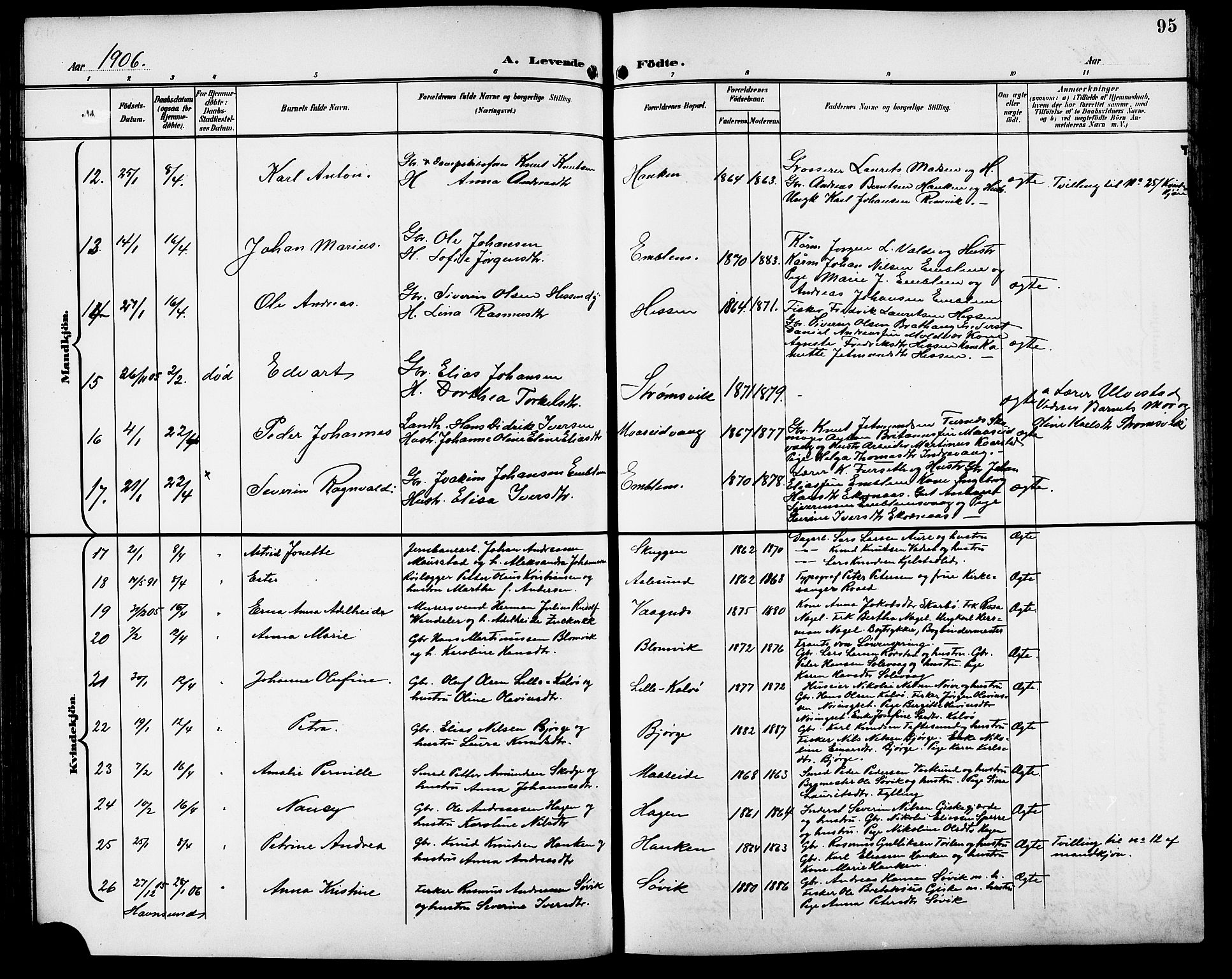 Ministerialprotokoller, klokkerbøker og fødselsregistre - Møre og Romsdal, AV/SAT-A-1454/528/L0432: Klokkerbok nr. 528C13, 1898-1918, s. 95