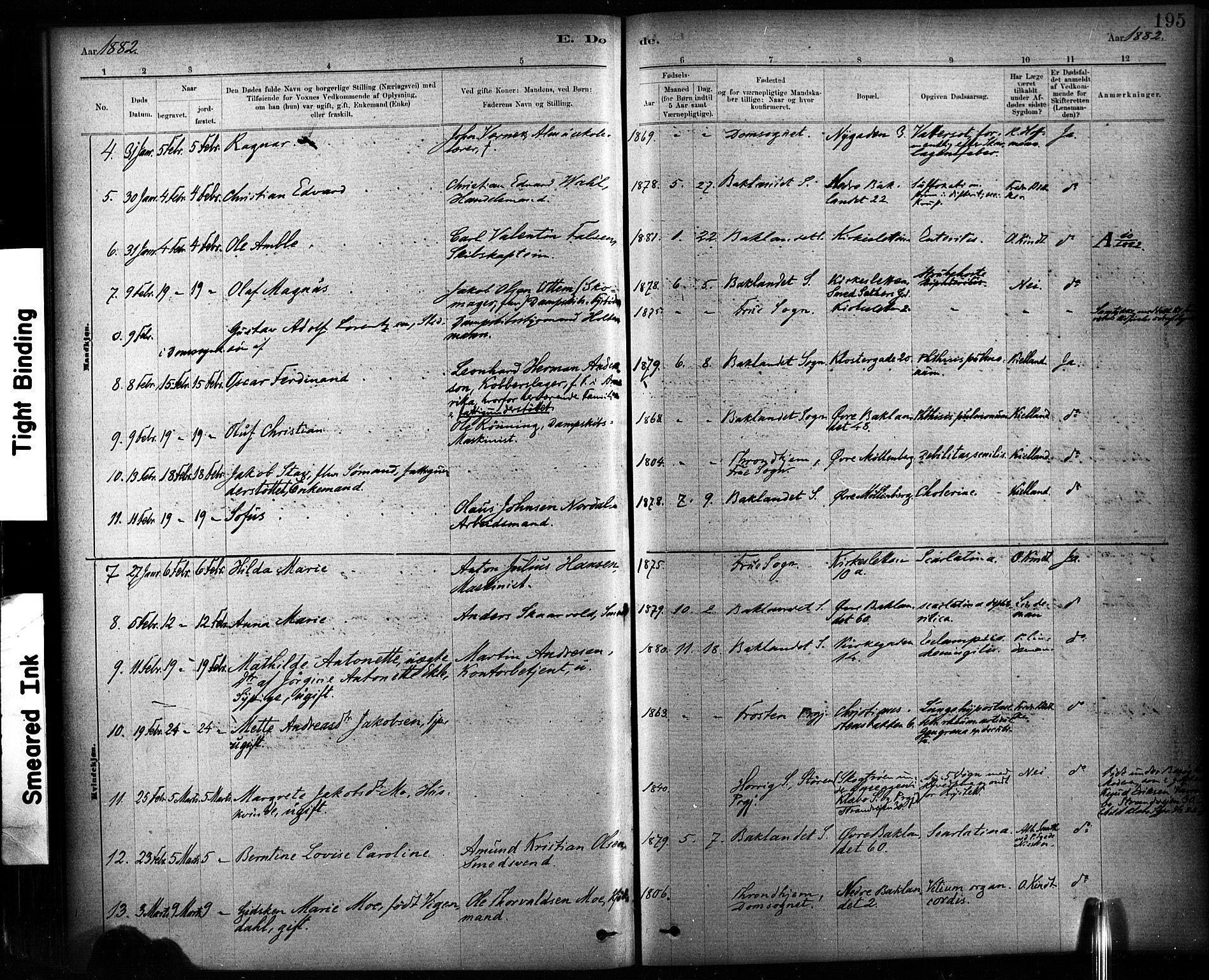 Ministerialprotokoller, klokkerbøker og fødselsregistre - Sør-Trøndelag, SAT/A-1456/604/L0189: Ministerialbok nr. 604A10, 1878-1892, s. 195