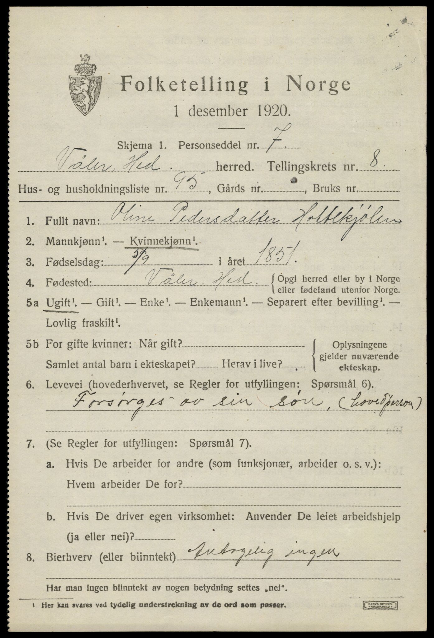 SAH, Folketelling 1920 for 0426 Våler herred, 1920, s. 9247