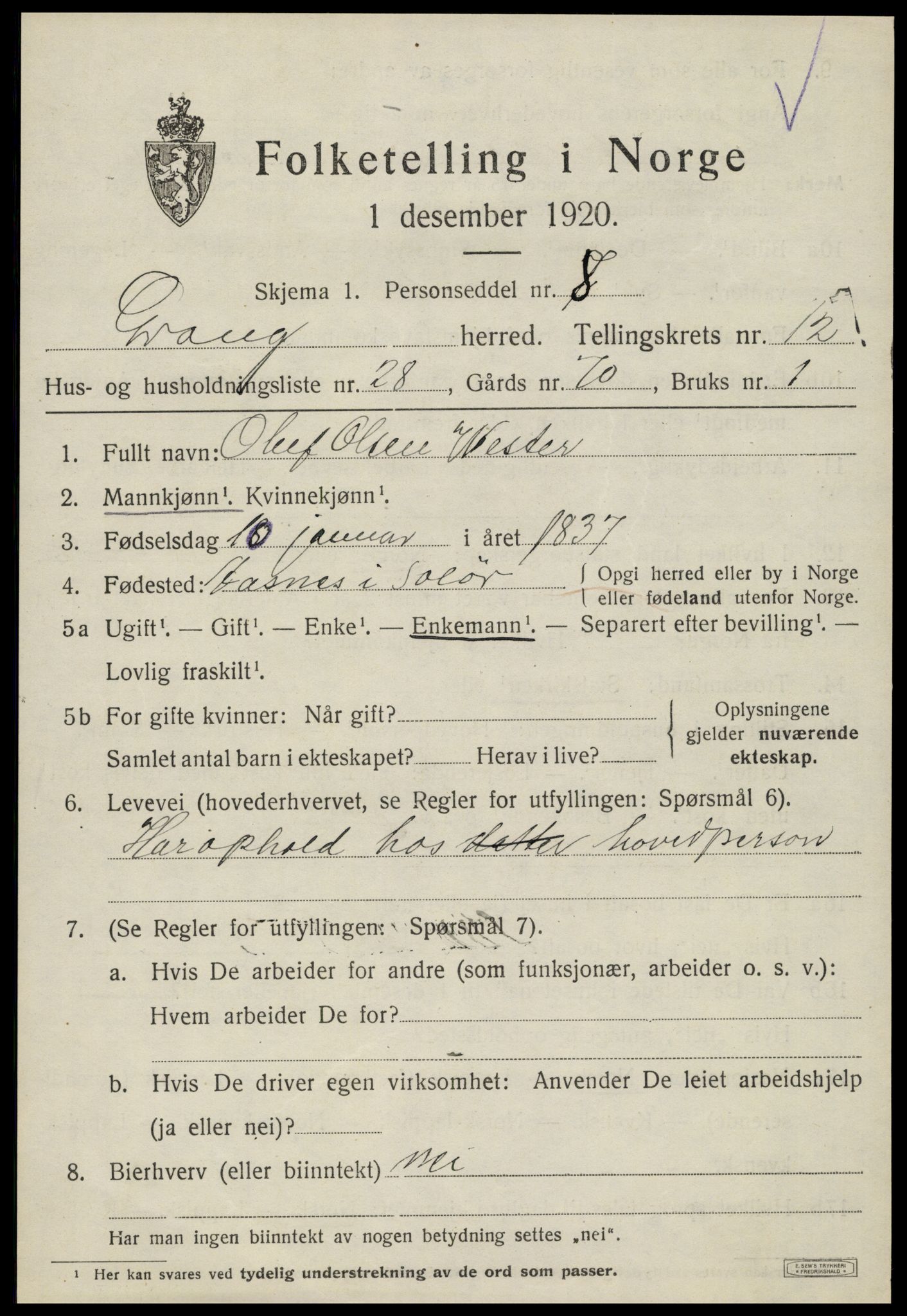 SAT, Folketelling 1920 for 1742 Grong herred, 1920, s. 7049