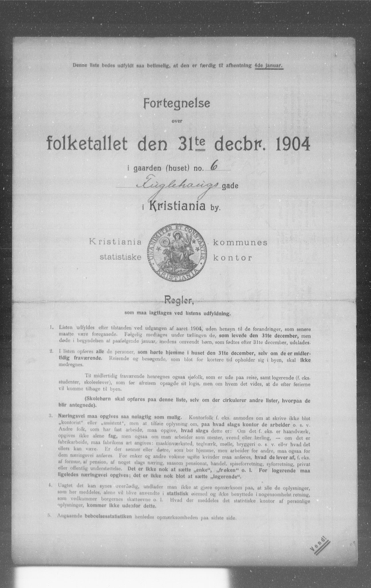 OBA, Kommunal folketelling 31.12.1904 for Kristiania kjøpstad, 1904, s. 5716