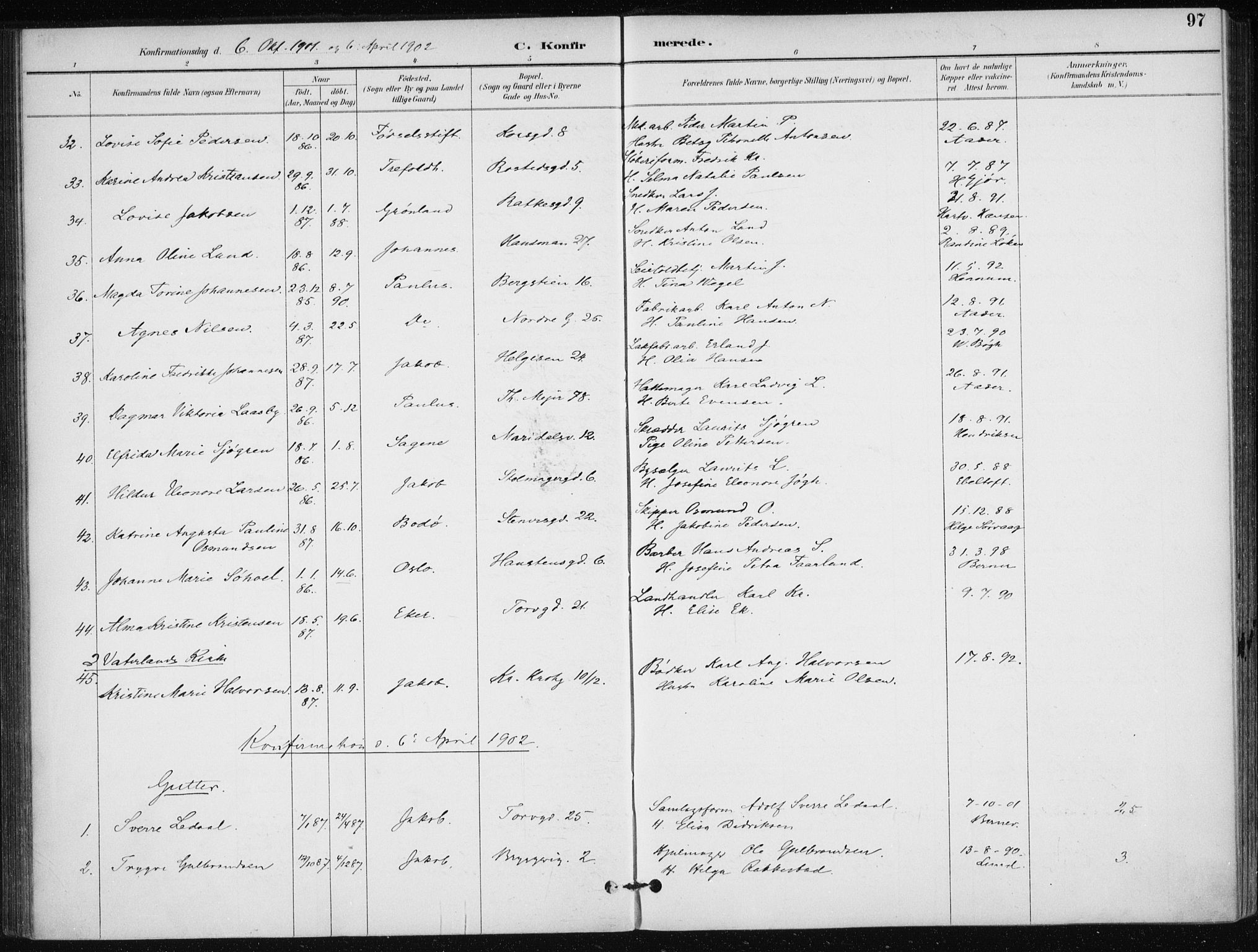 Jakob prestekontor Kirkebøker, AV/SAO-A-10850/F/Fa/L0008: Ministerialbok nr. 8, 1892-1924, s. 97