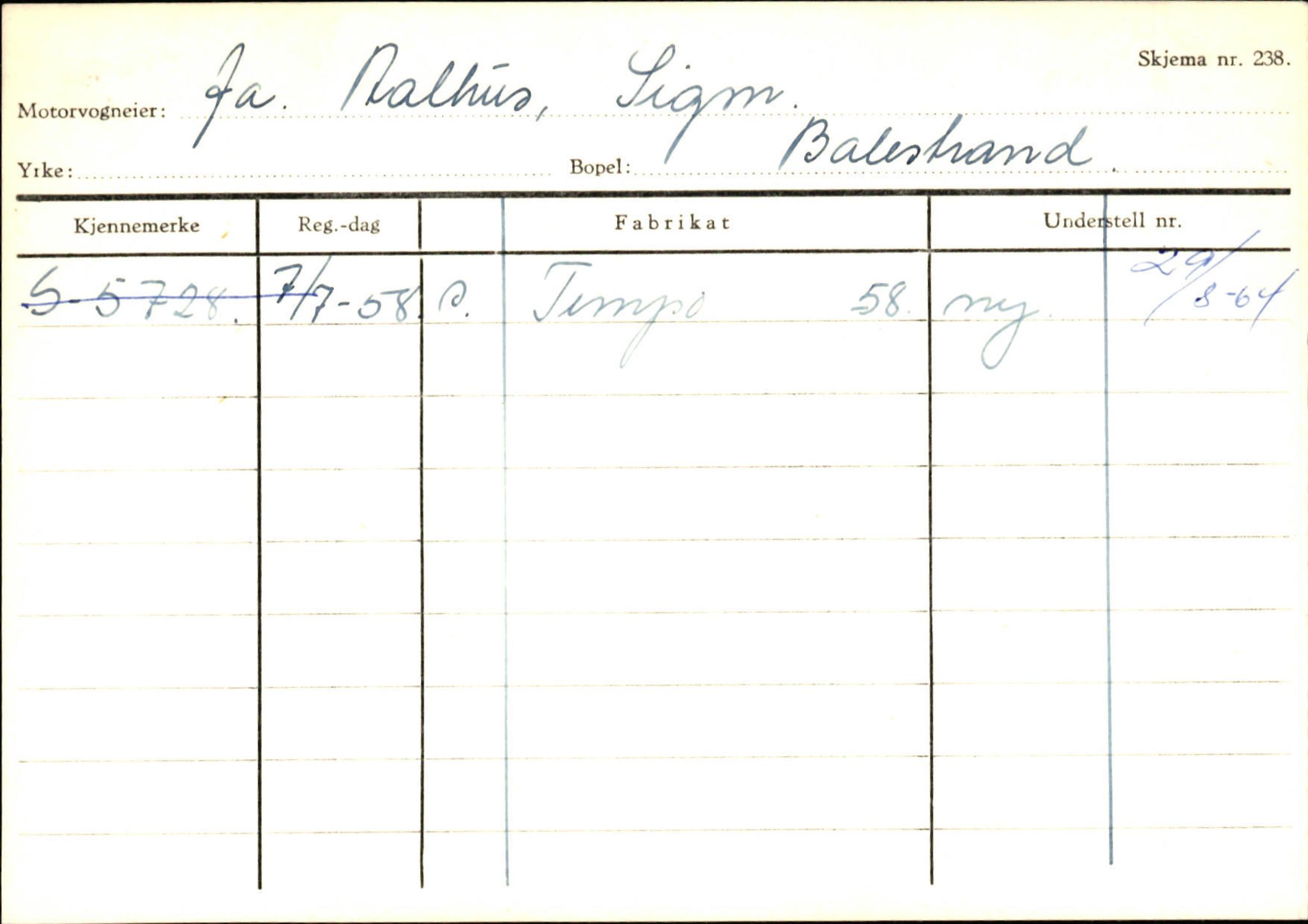 Statens vegvesen, Sogn og Fjordane vegkontor, SAB/A-5301/4/F/L0132: Eigarregister Askvoll A-Å. Balestrand A-Å, 1945-1975, s. 2541