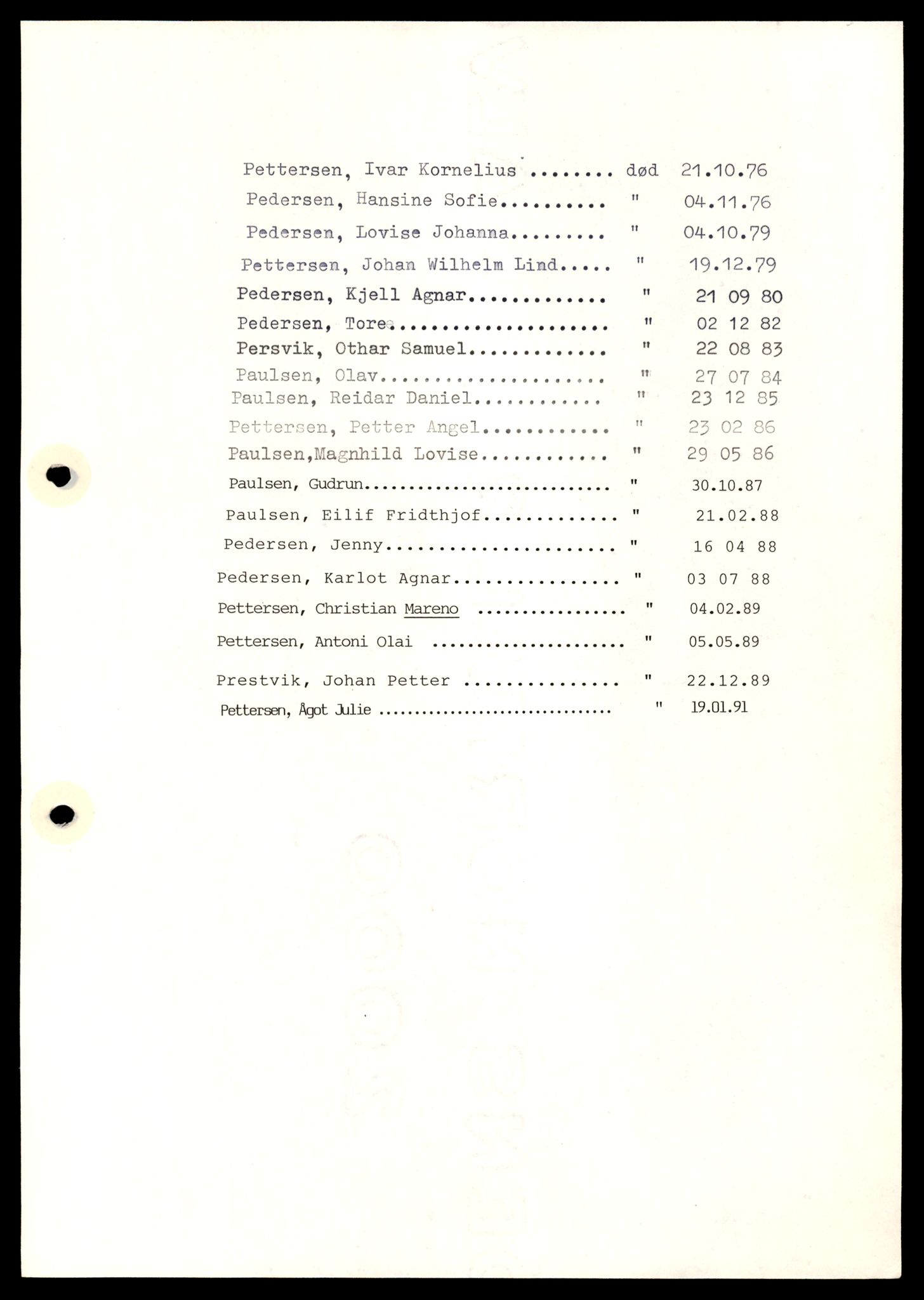 Nærøy lensmannskontor, SAT/A-6264/Ga/L0006: Mappe, Dødsfallsregister M - AA, 1904-1991, s. 14