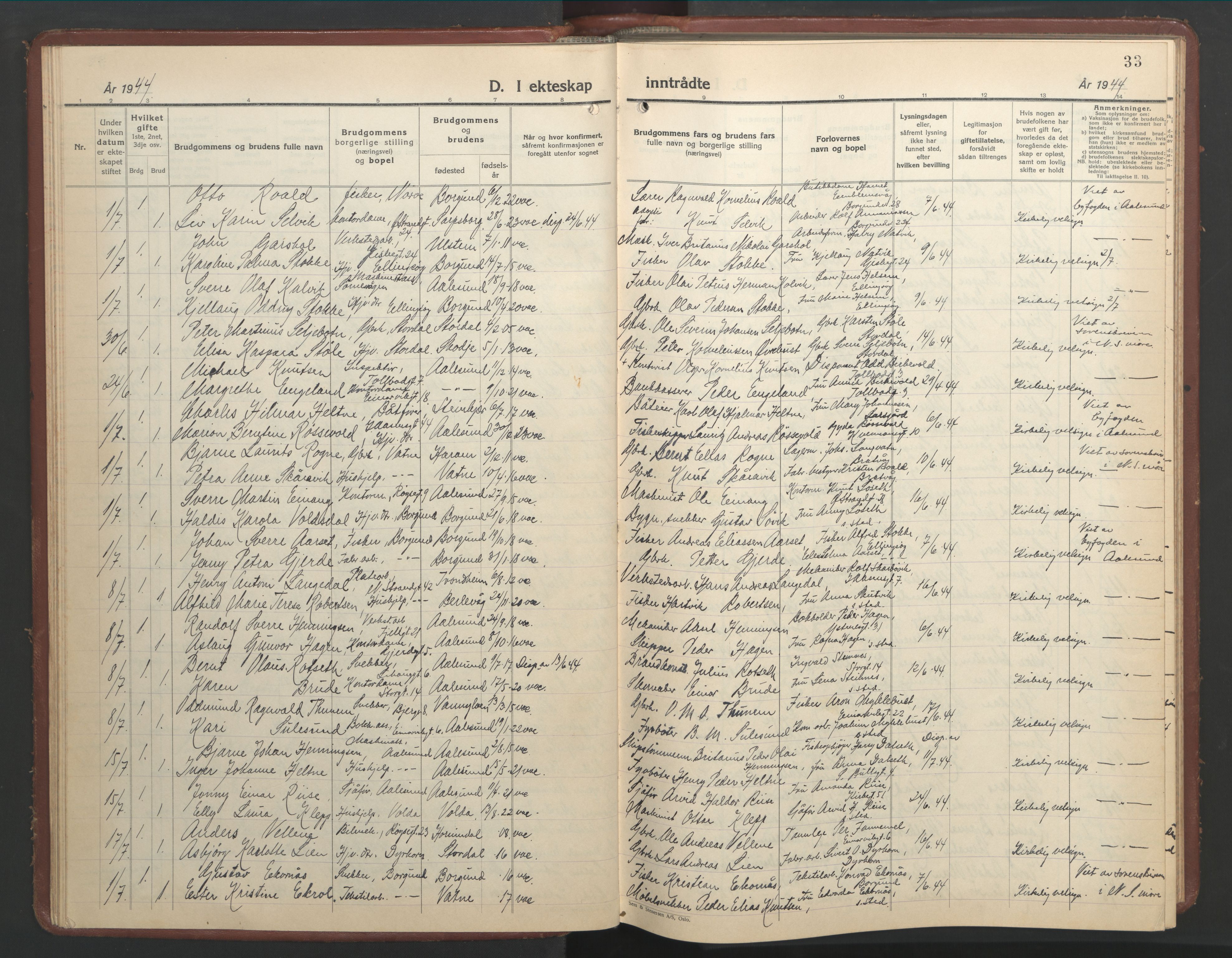 Ministerialprotokoller, klokkerbøker og fødselsregistre - Møre og Romsdal, AV/SAT-A-1454/529/L0479: Klokkerbok nr. 529C16, 1941-1950, s. 33