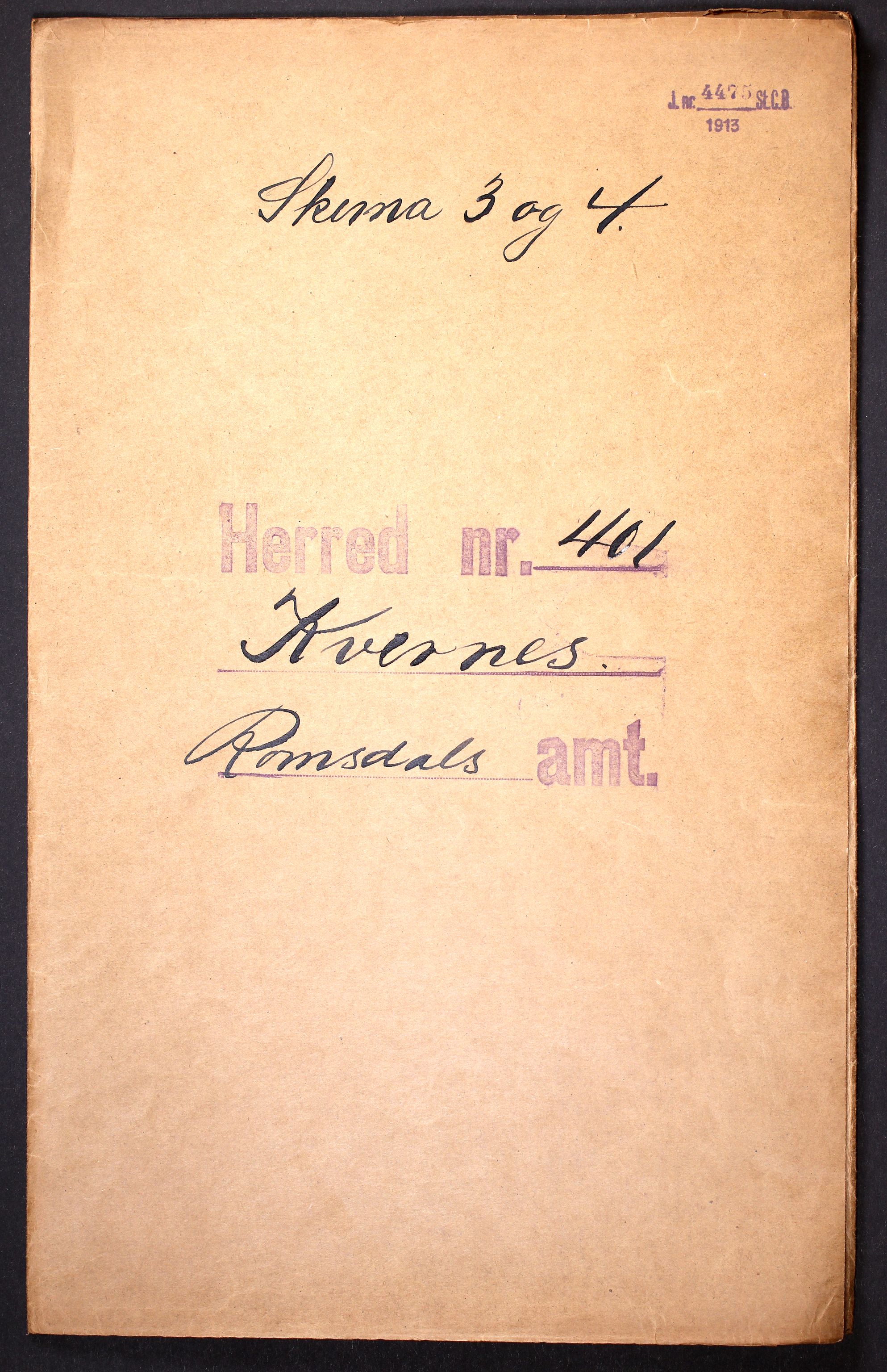 RA, Folketelling 1910 for 1553 Kvernes herred, 1910, s. 1
