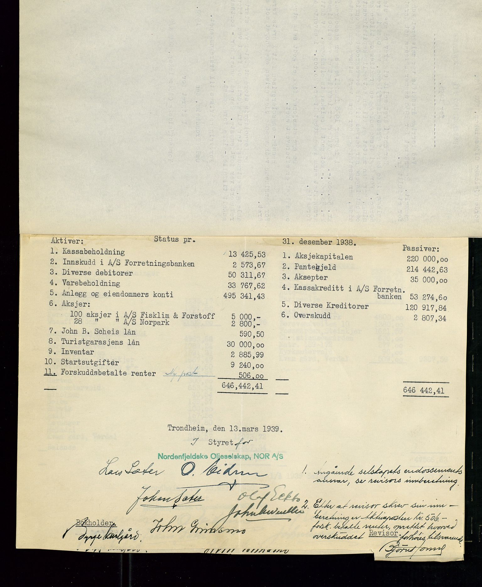 PA 1519 - Nordenfjeldske Oljeselskap, NOR A/S, AV/SAST-A-101924/A/L0001: Styreprotokoll, 1937-1962, s. 21