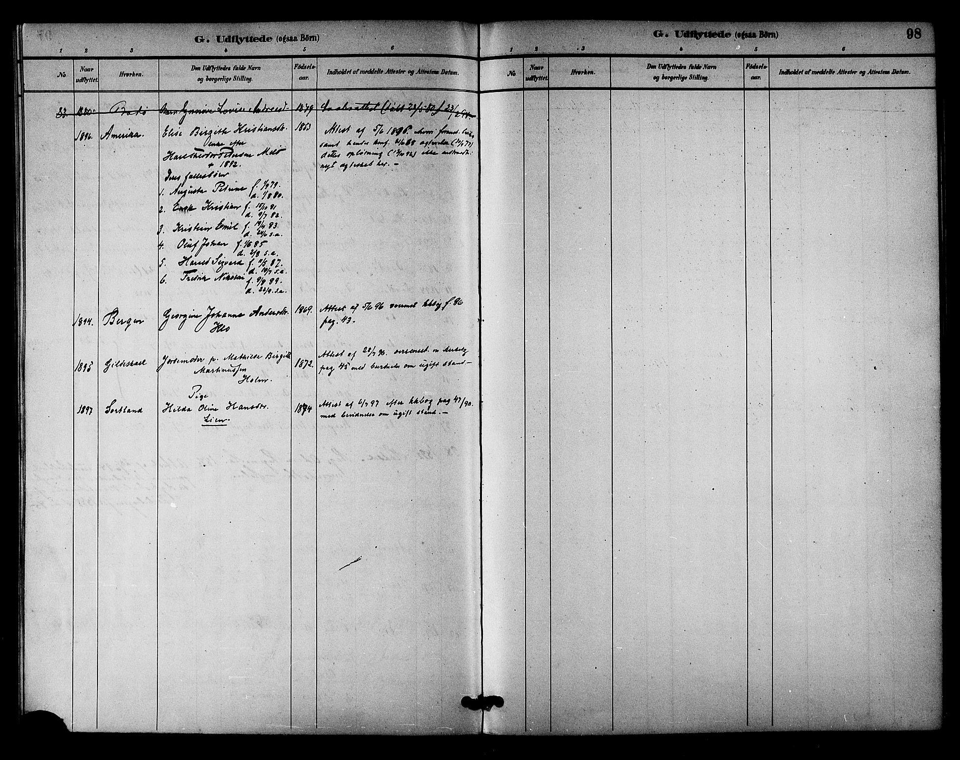 Ministerialprotokoller, klokkerbøker og fødselsregistre - Nordland, SAT/A-1459/894/L1355: Ministerialbok nr. 894A01, 1885-1896, s. 98