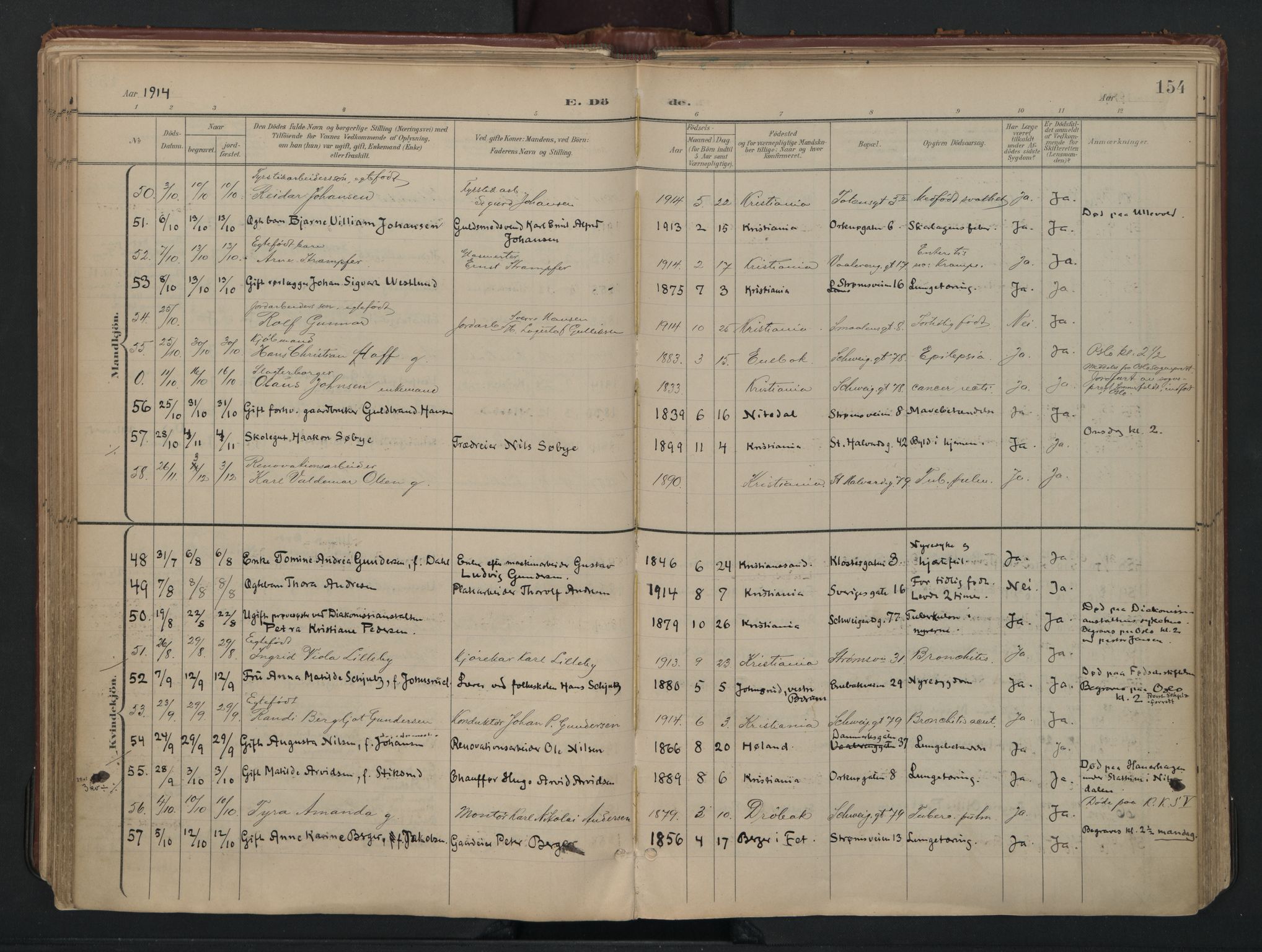 Vålerengen prestekontor Kirkebøker, AV/SAO-A-10878/F/Fa/L0003: Ministerialbok nr. 3, 1899-1930, s. 154