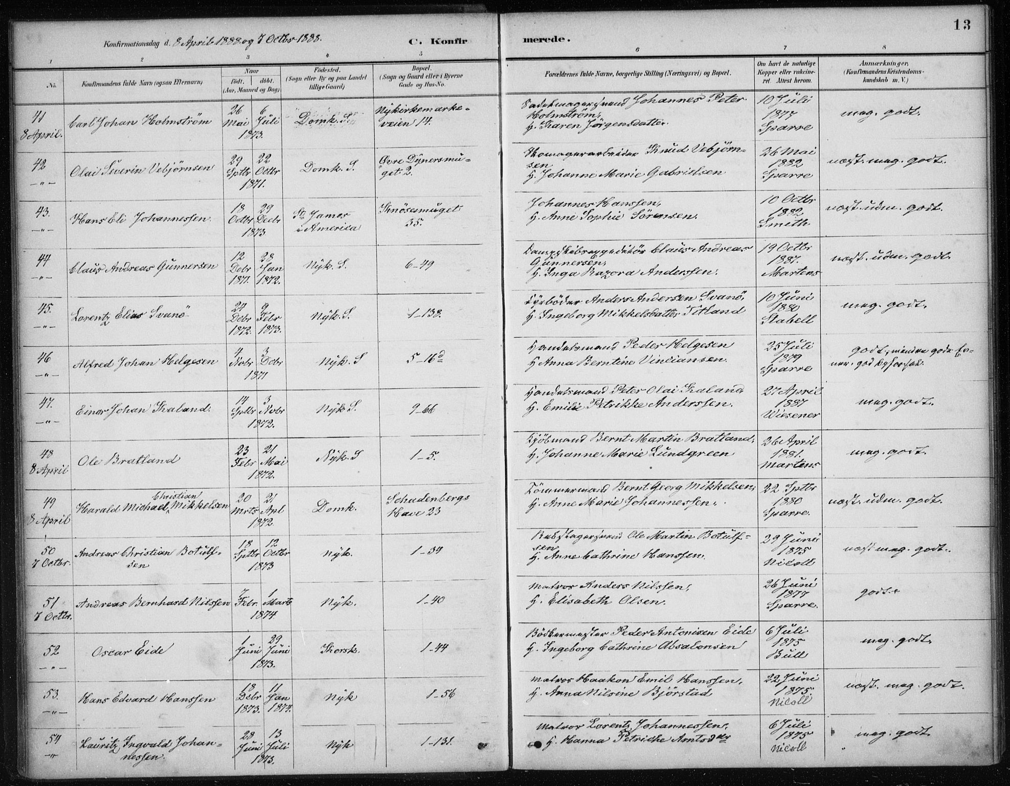 Nykirken Sokneprestembete, AV/SAB-A-77101/H/Haa/L0027: Ministerialbok nr. C 6, 1886-1913, s. 13