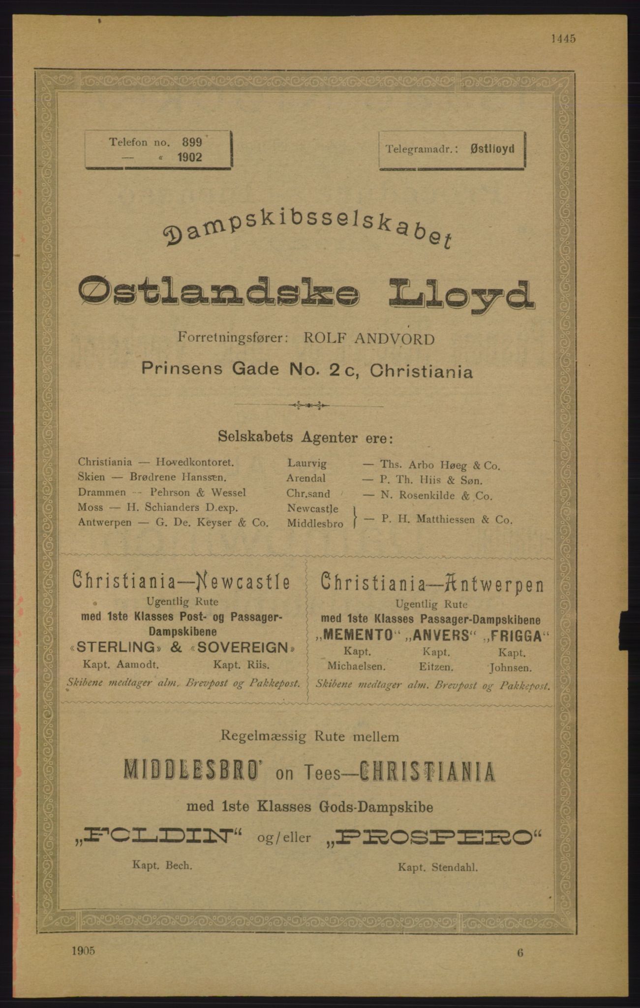 Kristiania/Oslo adressebok, PUBL/-, 1905, s. 1445