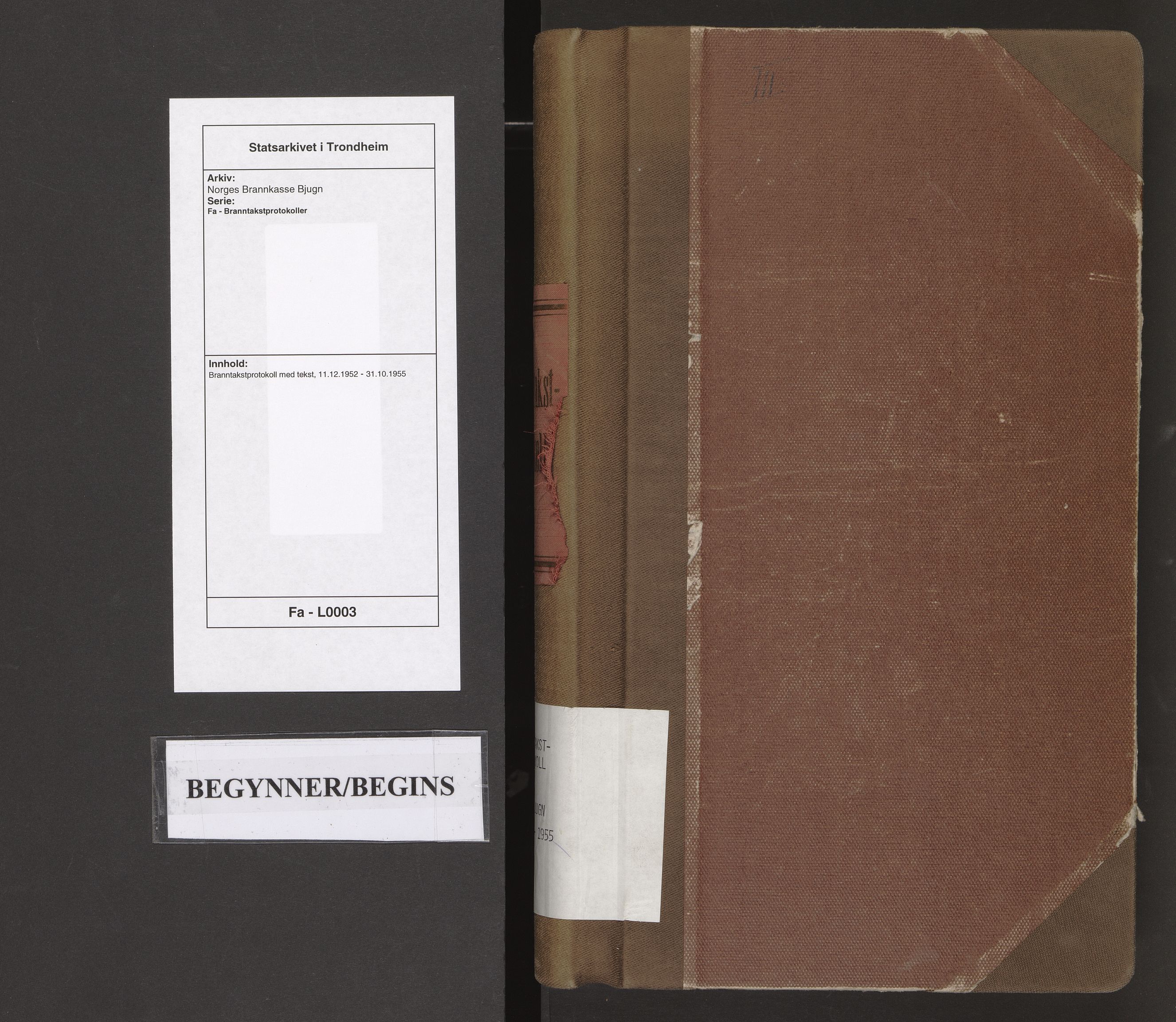 Norges Brannkasse Bjugn, SAT/A-5519/Fa/L0003: Branntakstprotokoll med tekst, 1952-1955
