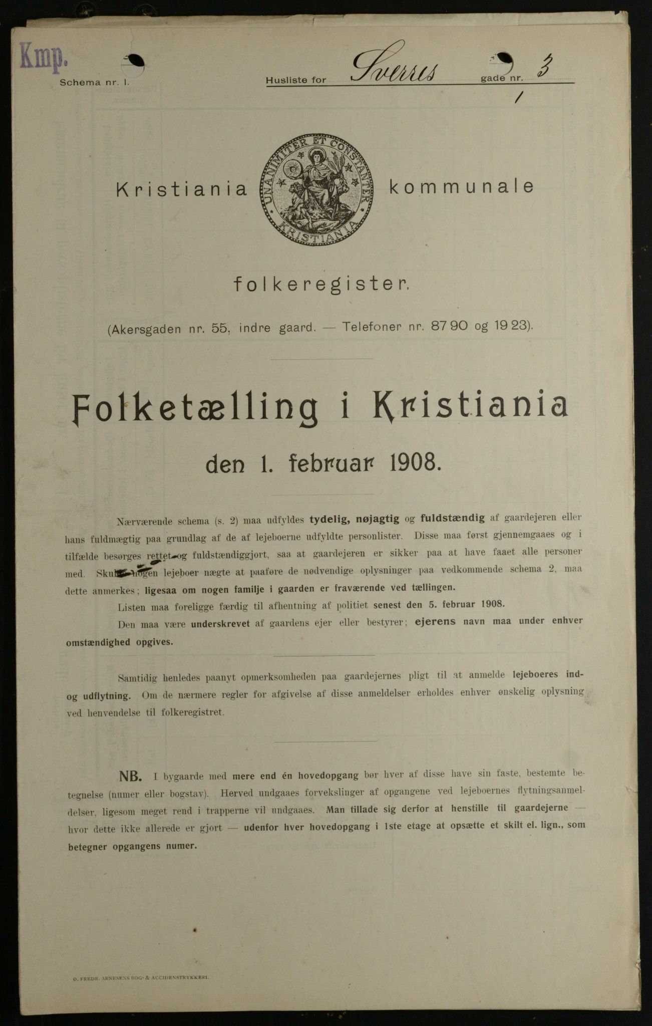 OBA, Kommunal folketelling 1.2.1908 for Kristiania kjøpstad, 1908, s. 95269
