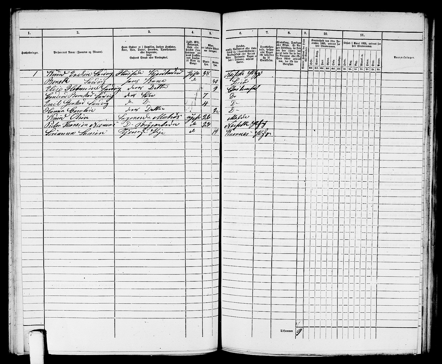 RA, Folketelling 1865 for 1503B Kristiansund prestegjeld, Kristiansund kjøpstad, 1865, s. 693