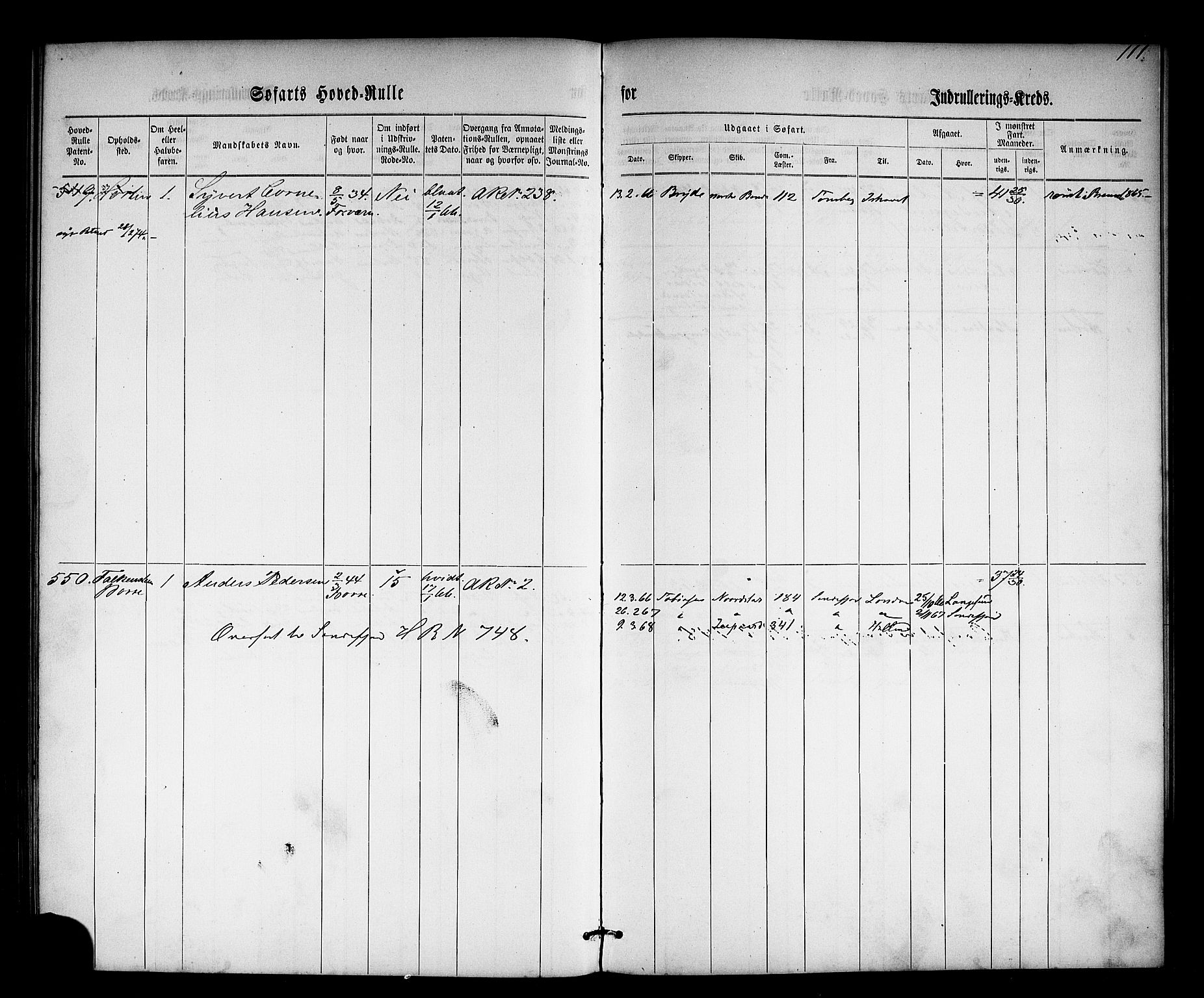 Horten innrulleringskontor, AV/SAKO-A-785/F/Fc/L0002: Hovedrulle, 1861-1868, s. 130