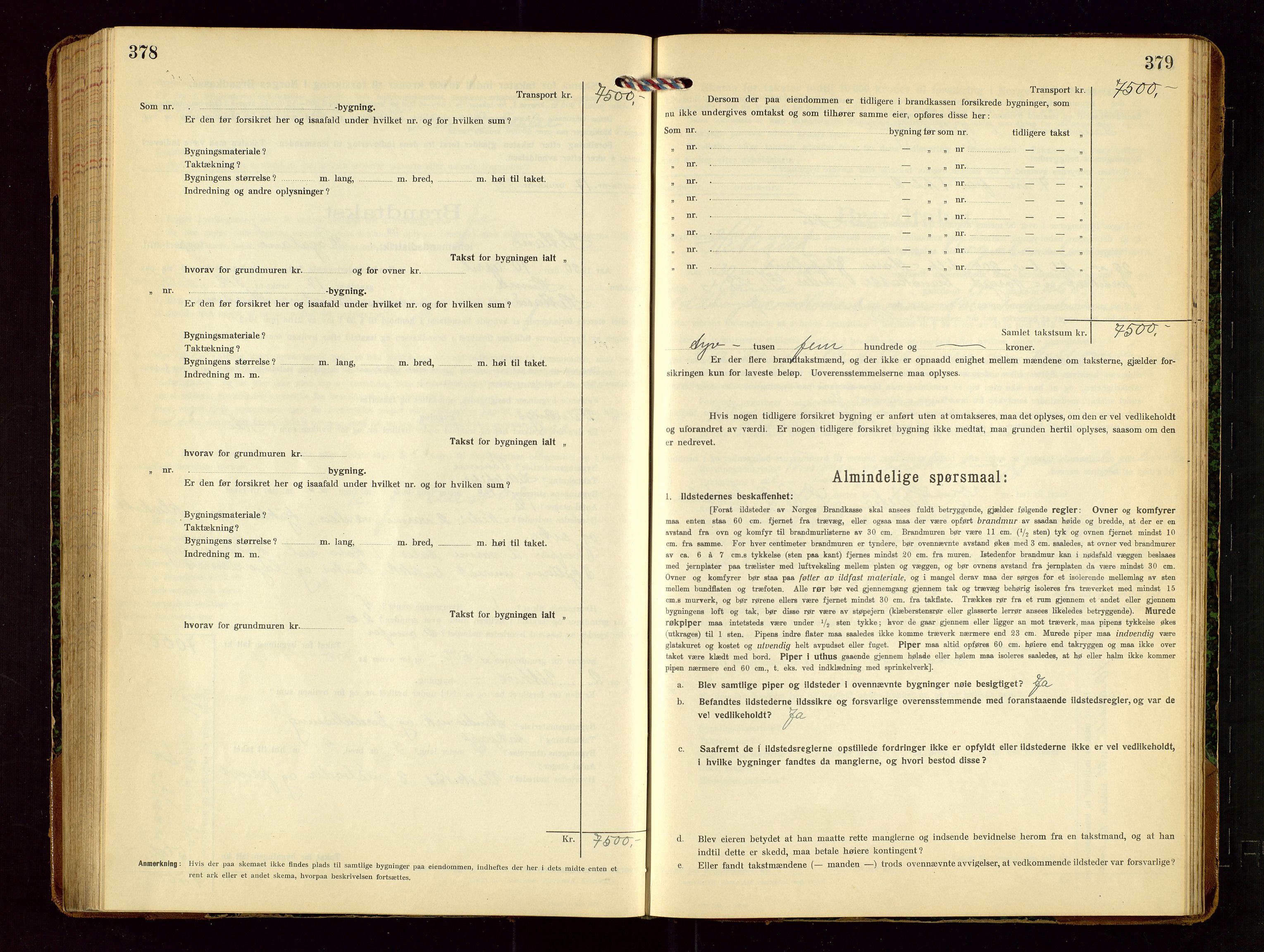 Hetland lensmannskontor, AV/SAST-A-100101/Gob/L0002: "Brandtakstprotokol", 1918-1932, s. 378-379