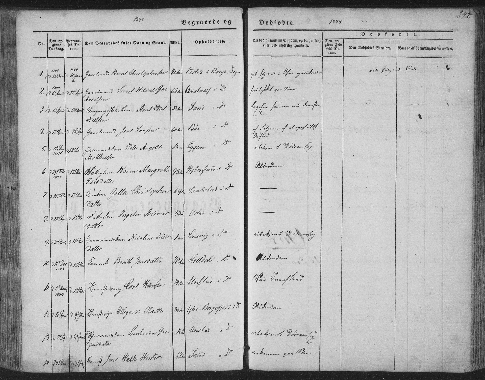 Ministerialprotokoller, klokkerbøker og fødselsregistre - Nordland, SAT/A-1459/880/L1131: Ministerialbok nr. 880A05, 1844-1868, s. 242