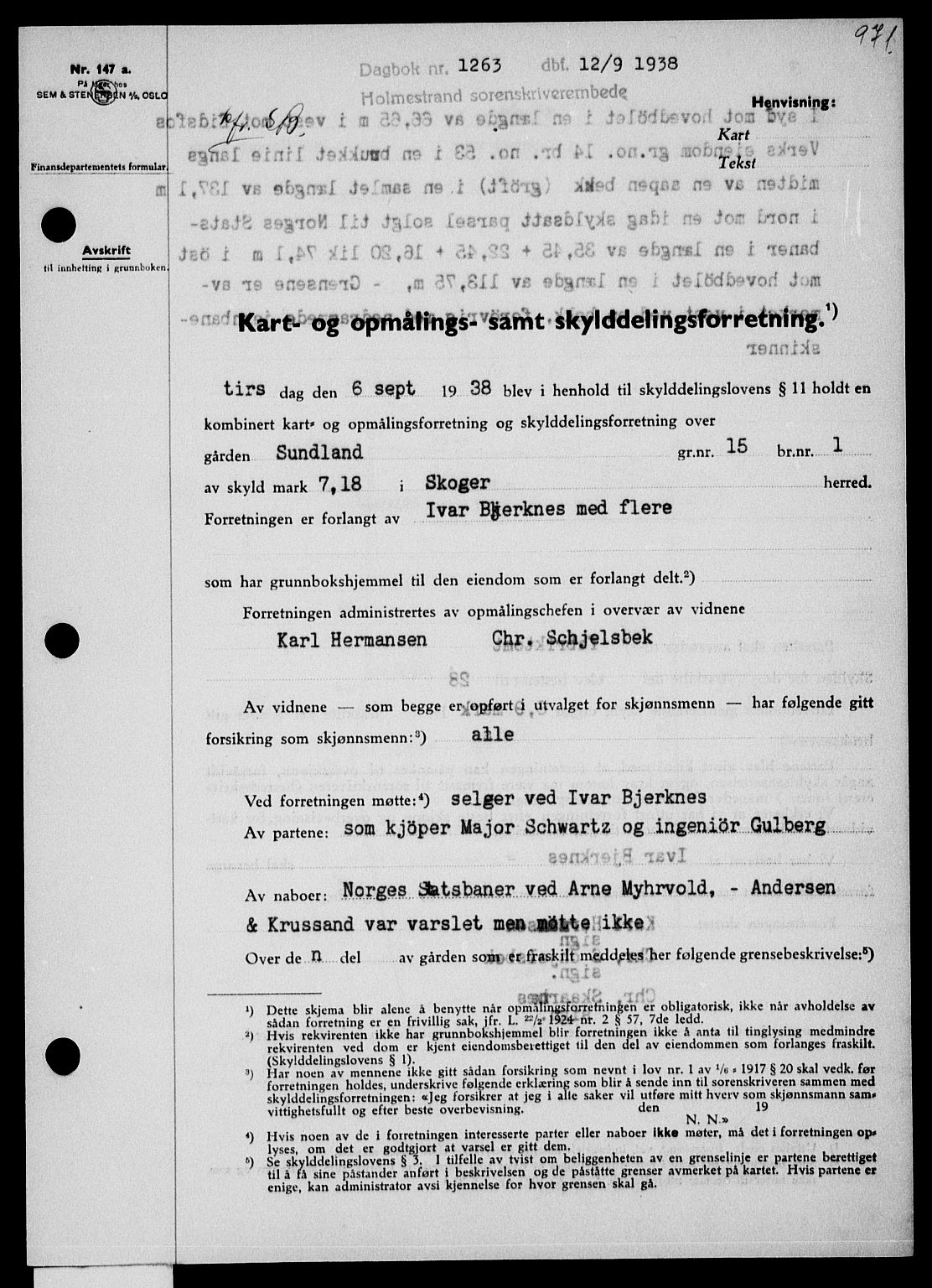 Holmestrand sorenskriveri, SAKO/A-67/G/Ga/Gaa/L0049: Pantebok nr. A-49, 1937-1938, Dagboknr: 1263/1938