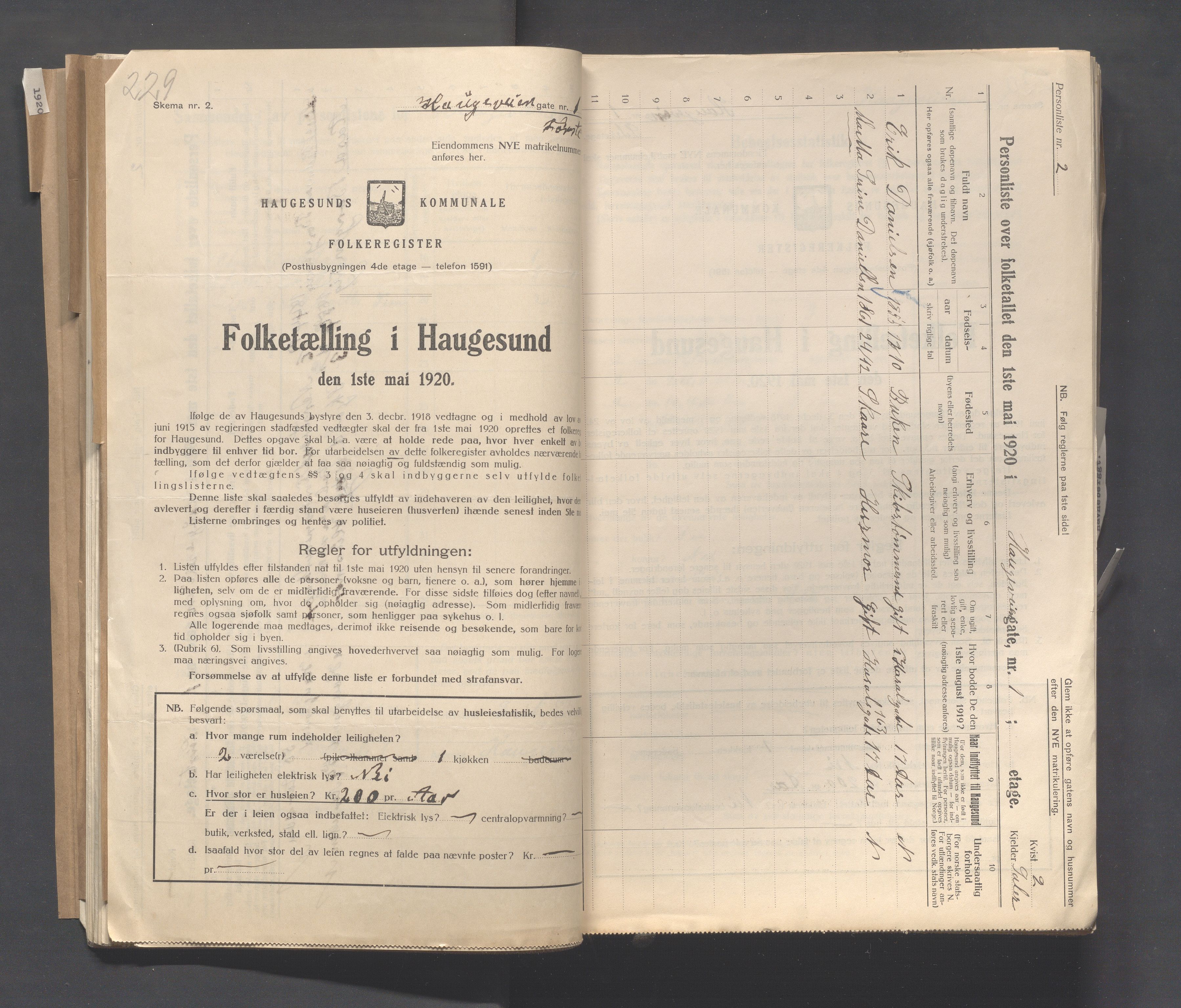 IKAR, Kommunal folketelling 1.5.1920 for Haugesund, 1920, s. 1163