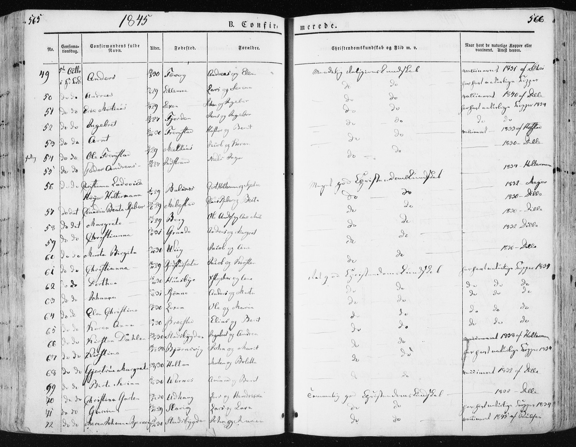 Ministerialprotokoller, klokkerbøker og fødselsregistre - Sør-Trøndelag, SAT/A-1456/659/L0736: Ministerialbok nr. 659A06, 1842-1856, s. 565-566