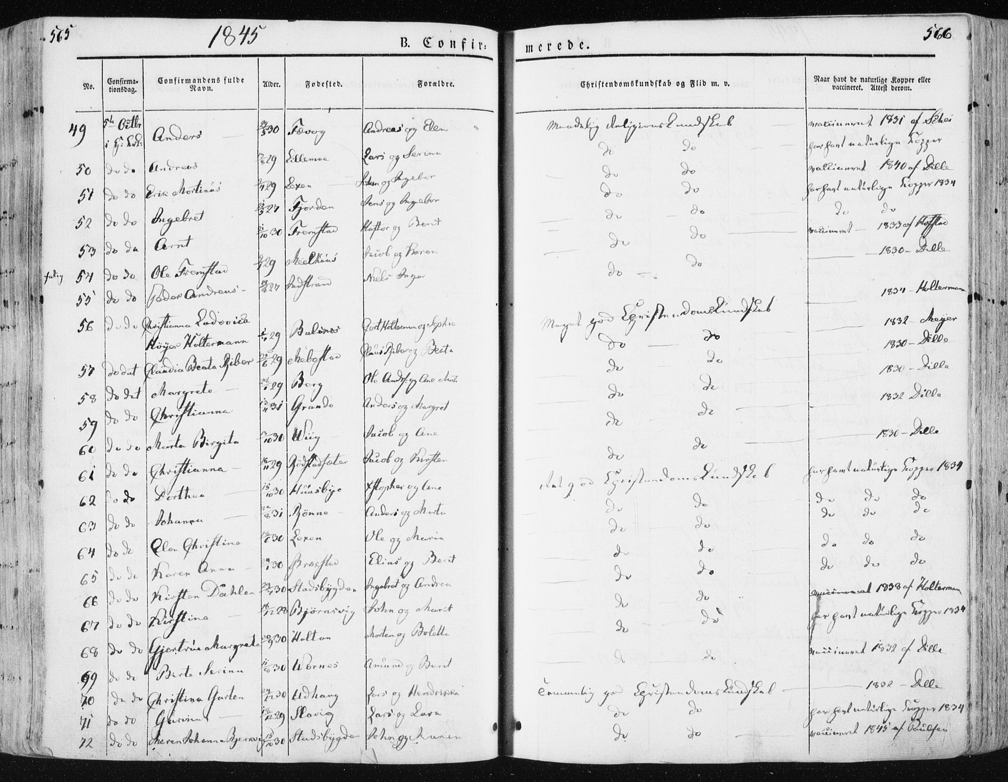 Ministerialprotokoller, klokkerbøker og fødselsregistre - Sør-Trøndelag, AV/SAT-A-1456/659/L0736: Ministerialbok nr. 659A06, 1842-1856, s. 565-566