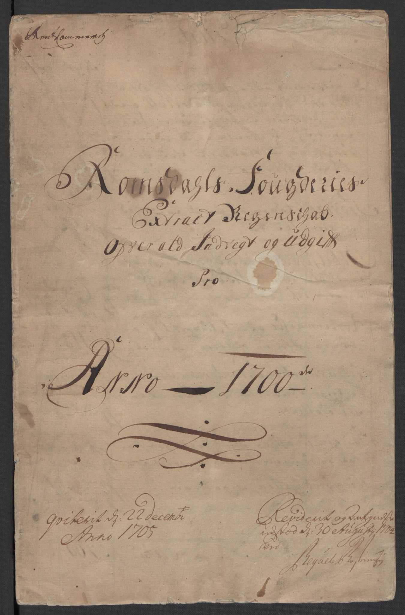 Rentekammeret inntil 1814, Reviderte regnskaper, Fogderegnskap, RA/EA-4092/R55/L3654: Fogderegnskap Romsdal, 1699-1700, s. 206