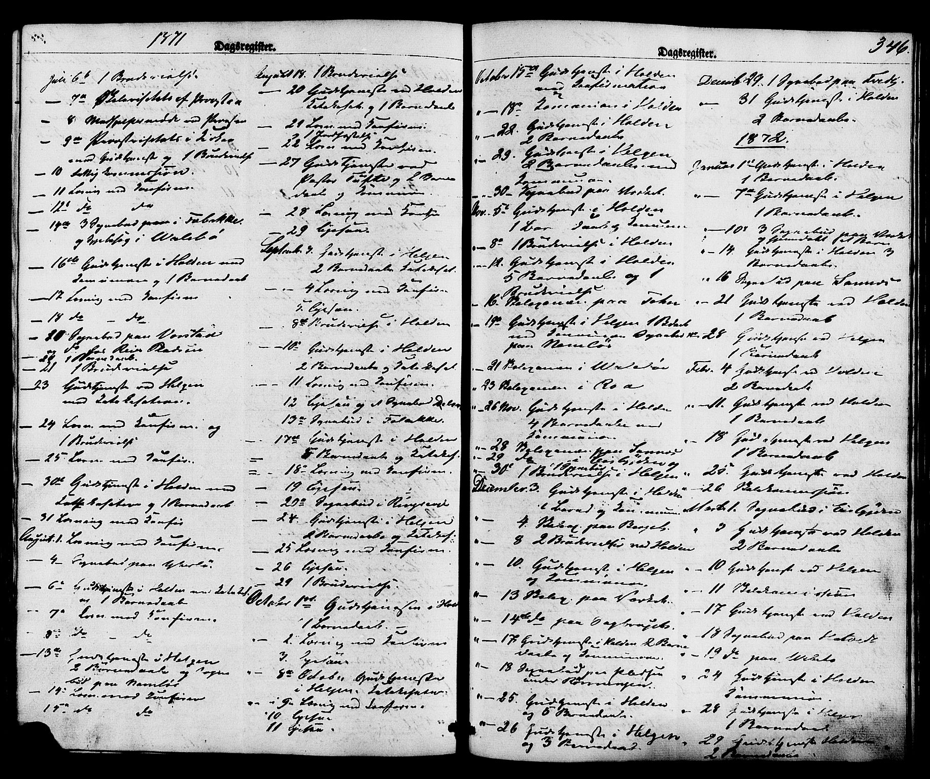 Holla kirkebøker, AV/SAKO-A-272/F/Fa/L0007: Ministerialbok nr. 7, 1869-1881, s. 346