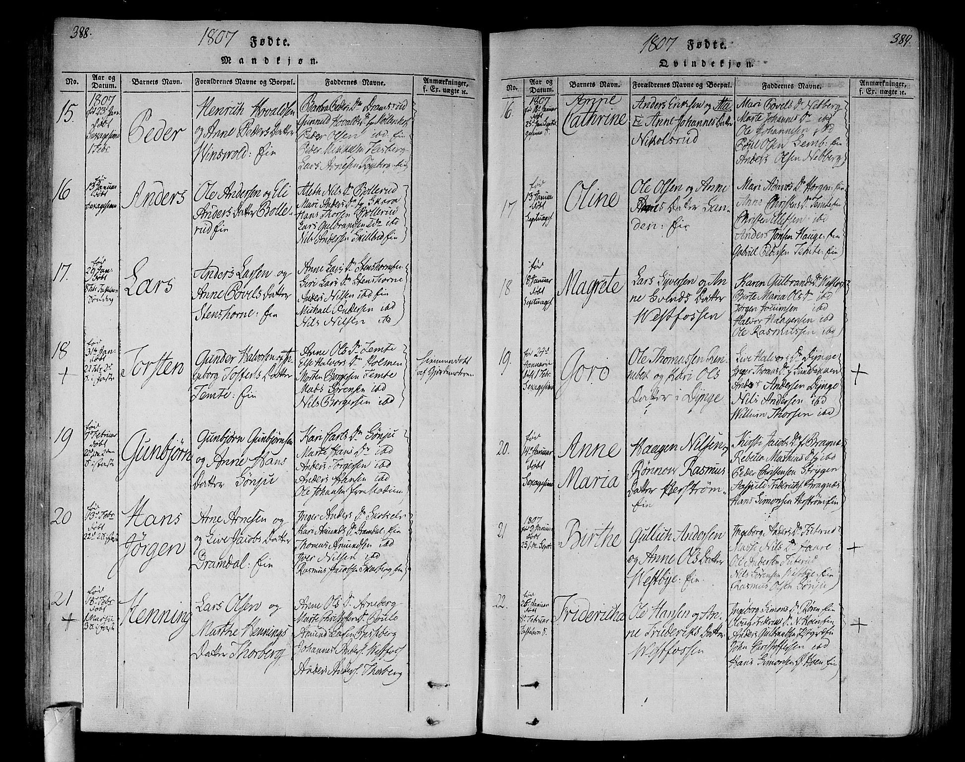 Eiker kirkebøker, AV/SAKO-A-4/F/Fa/L0010: Ministerialbok nr. I 10, 1806-1815, s. 388-389