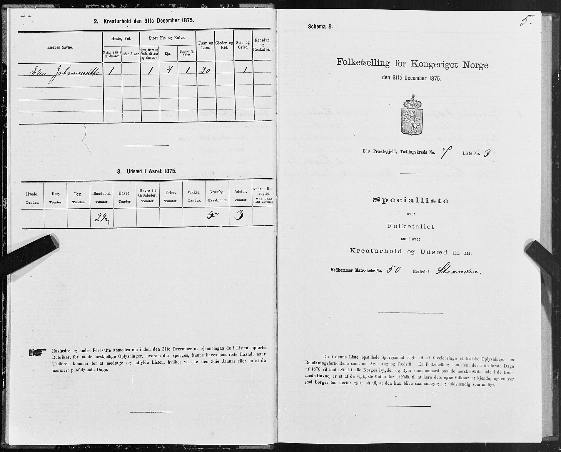 SAT, Folketelling 1875 for 1573P Edøy prestegjeld, 1875, s. 3005