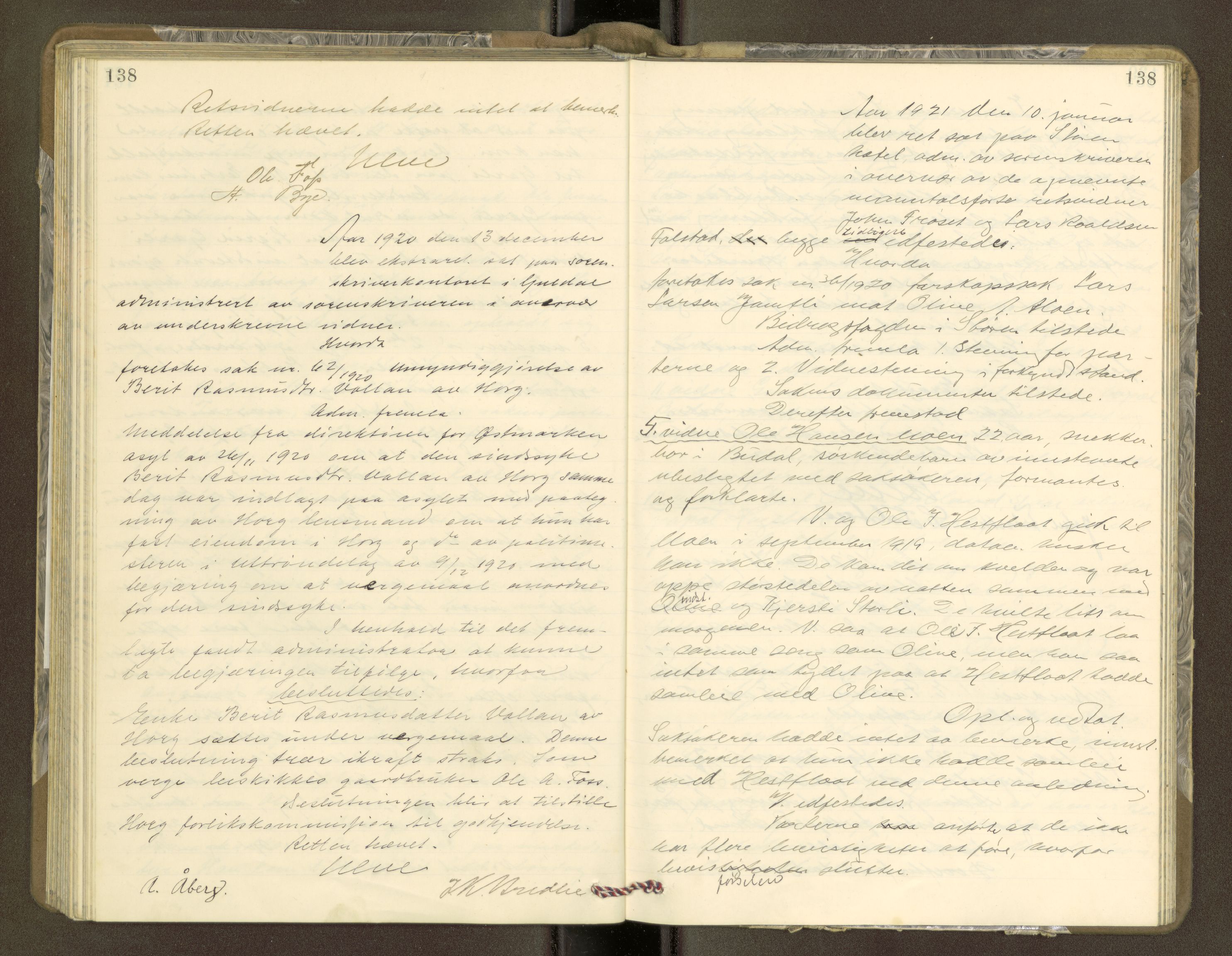 Gauldal sorenskriveri, AV/SAT-A-0014/1/1/1B/L0014: Ekstrarettsprotokoller, 1918-1923, s. 138