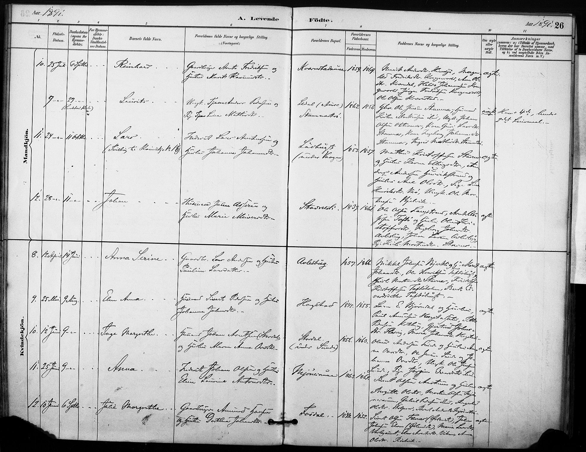 Ministerialprotokoller, klokkerbøker og fødselsregistre - Sør-Trøndelag, AV/SAT-A-1456/633/L0518: Ministerialbok nr. 633A01, 1884-1906, s. 26