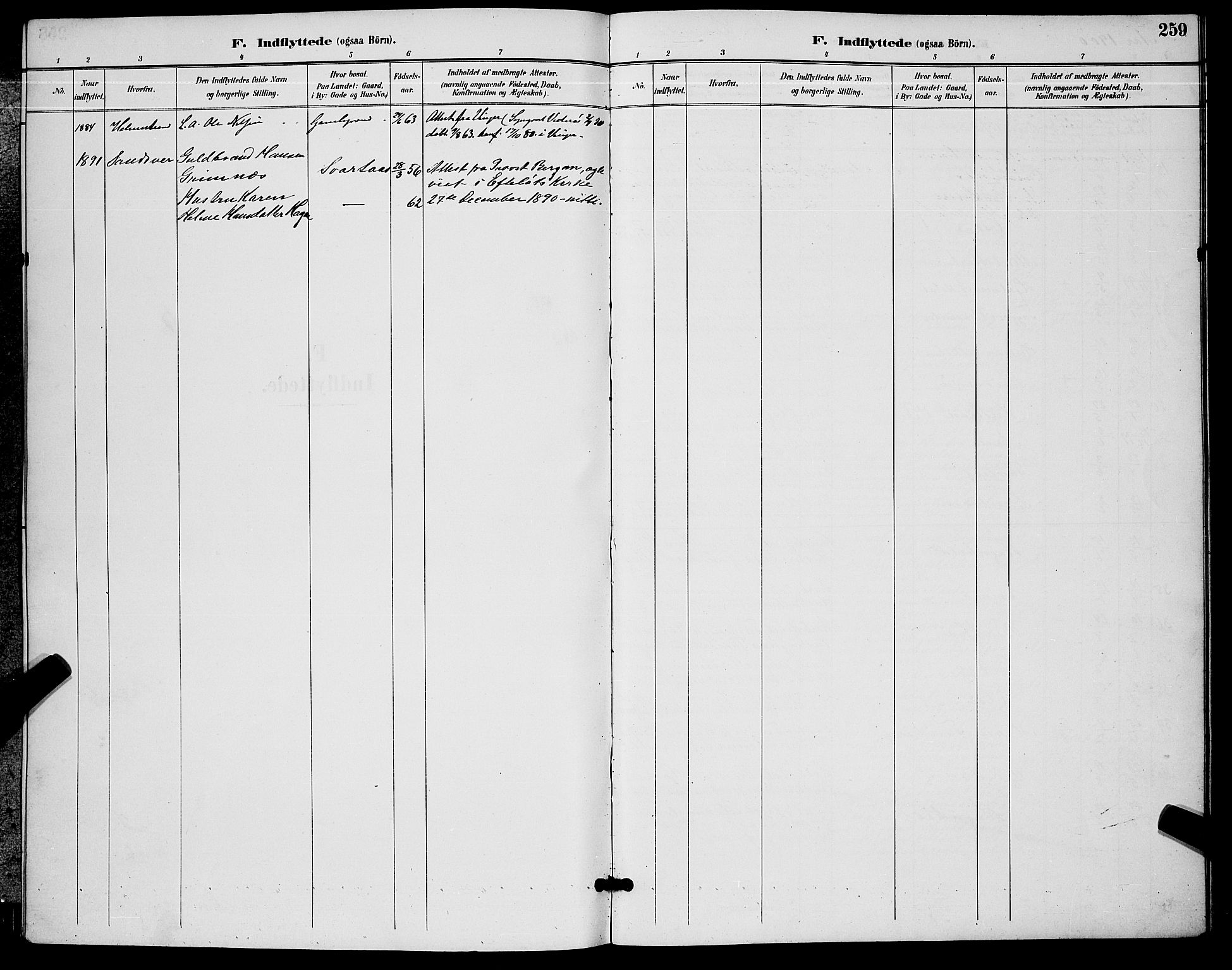 Kongsberg kirkebøker, AV/SAKO-A-22/G/Ga/L0006: Klokkerbok nr. 6, 1890-1901, s. 259