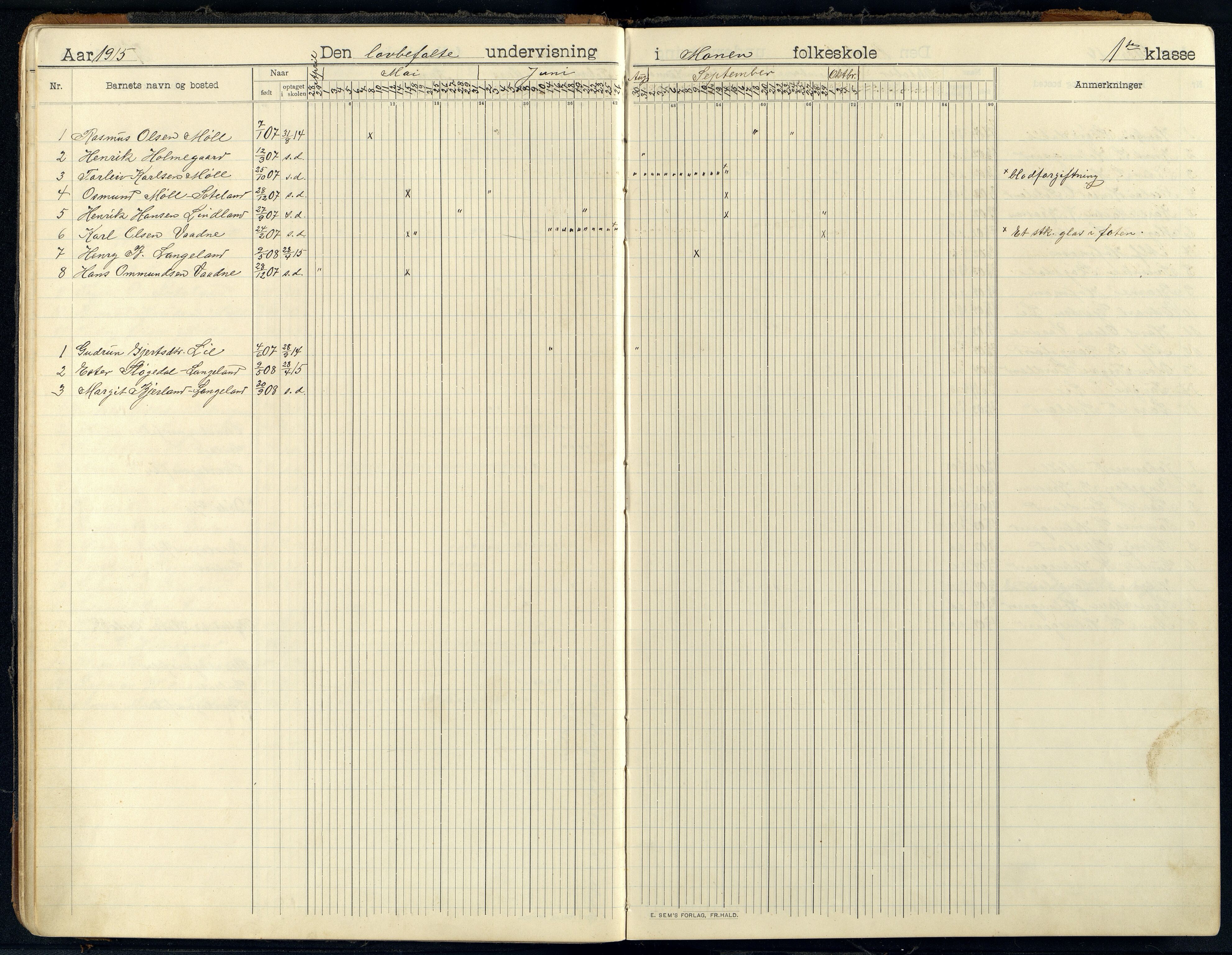 Holum kommune - Monen Skole, ARKSOR/1002HO551/I/L0002: Dagbok, 1908-1951, s. 23b-24a