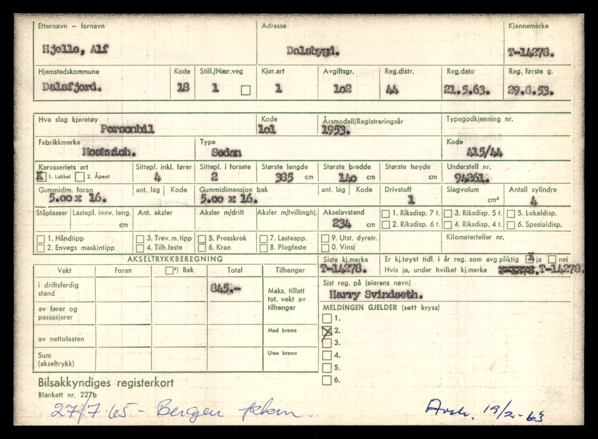 Møre og Romsdal vegkontor - Ålesund trafikkstasjon, AV/SAT-A-4099/F/Fe/L0044: Registreringskort for kjøretøy T 14205 - T 14319, 1927-1998, s. 2163