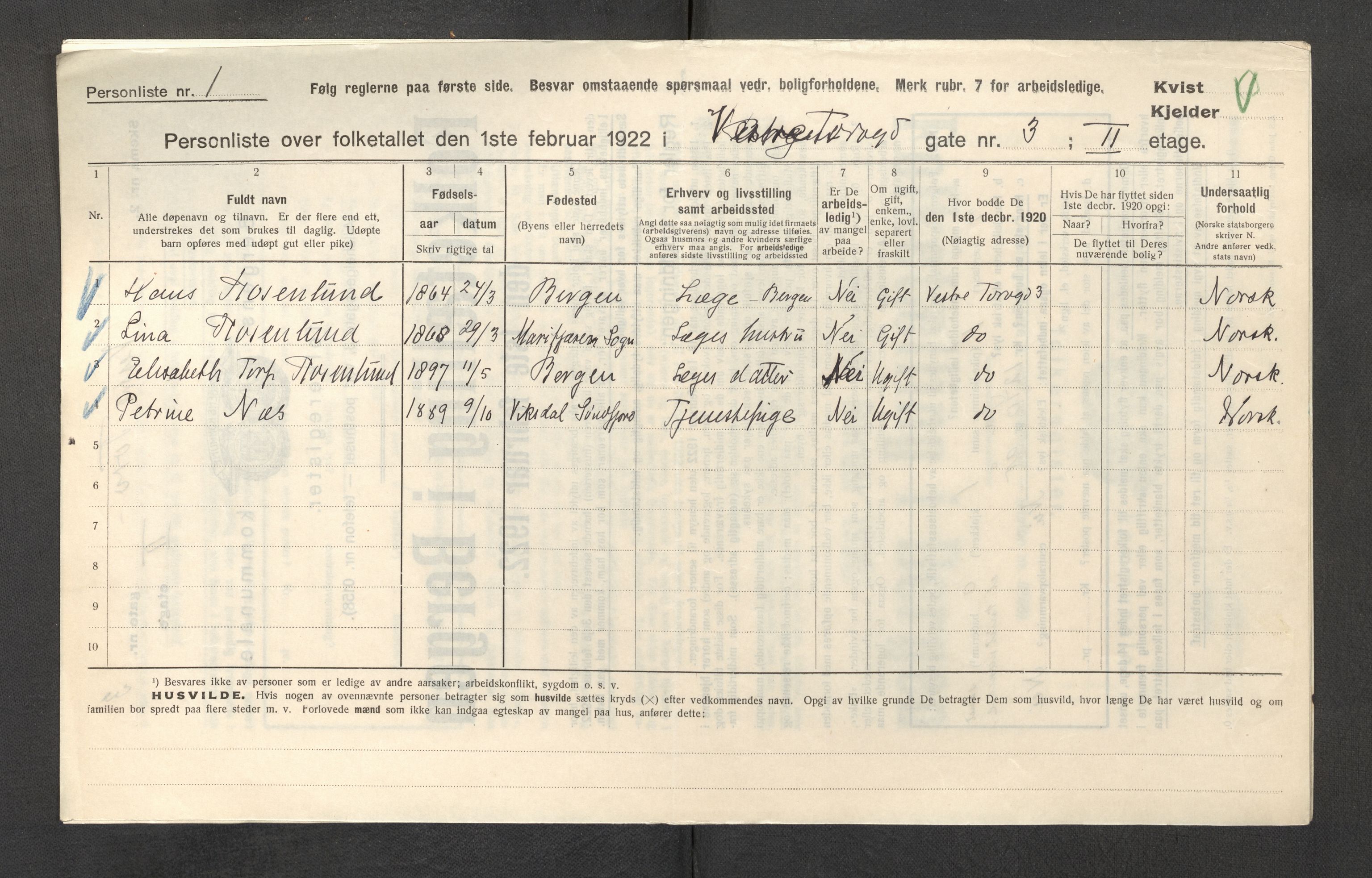 SAB, Kommunal folketelling 1922 for Bergen kjøpstad, 1922, s. 44582