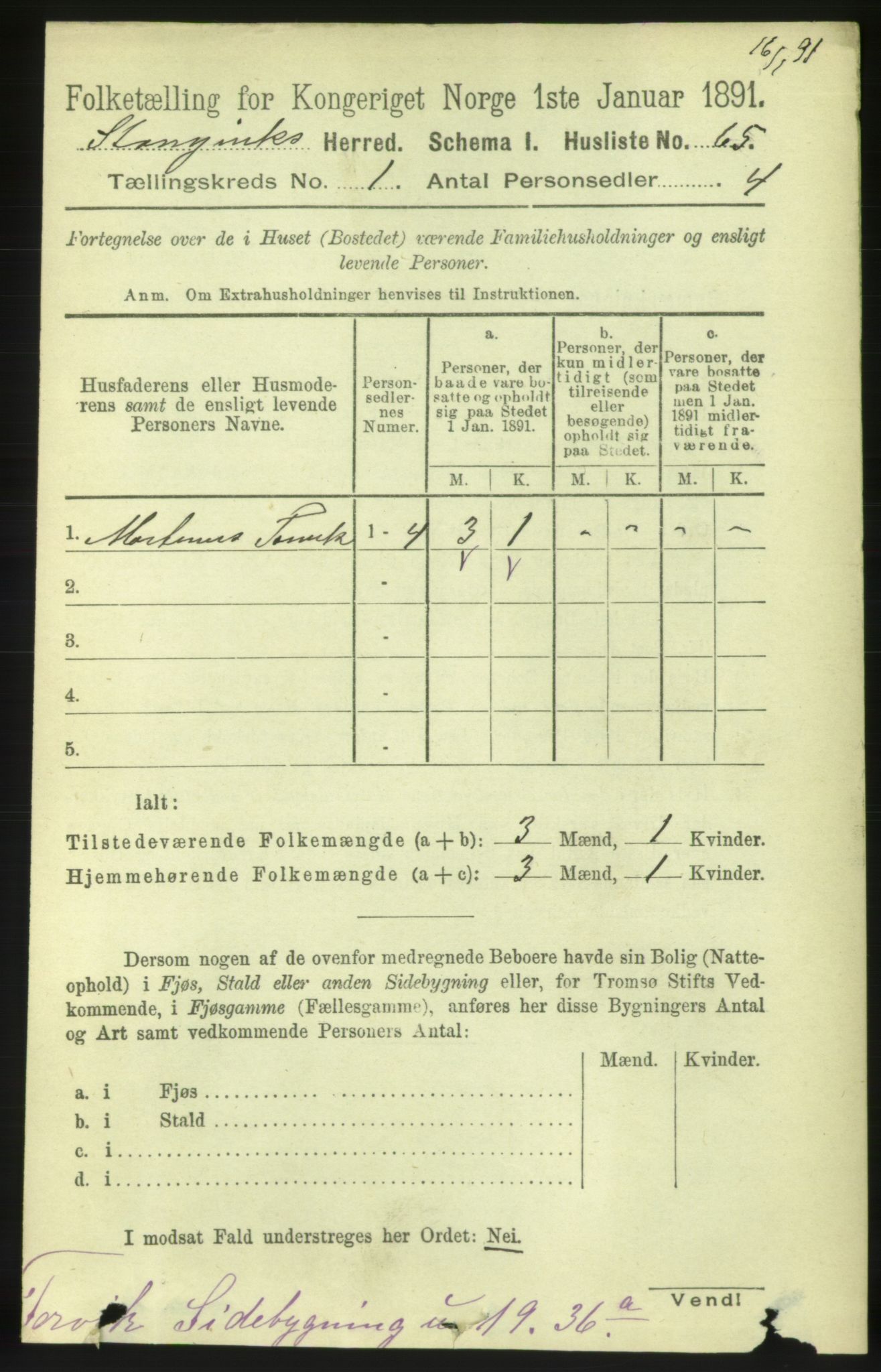 RA, Folketelling 1891 for 1564 Stangvik herred, 1891, s. 91