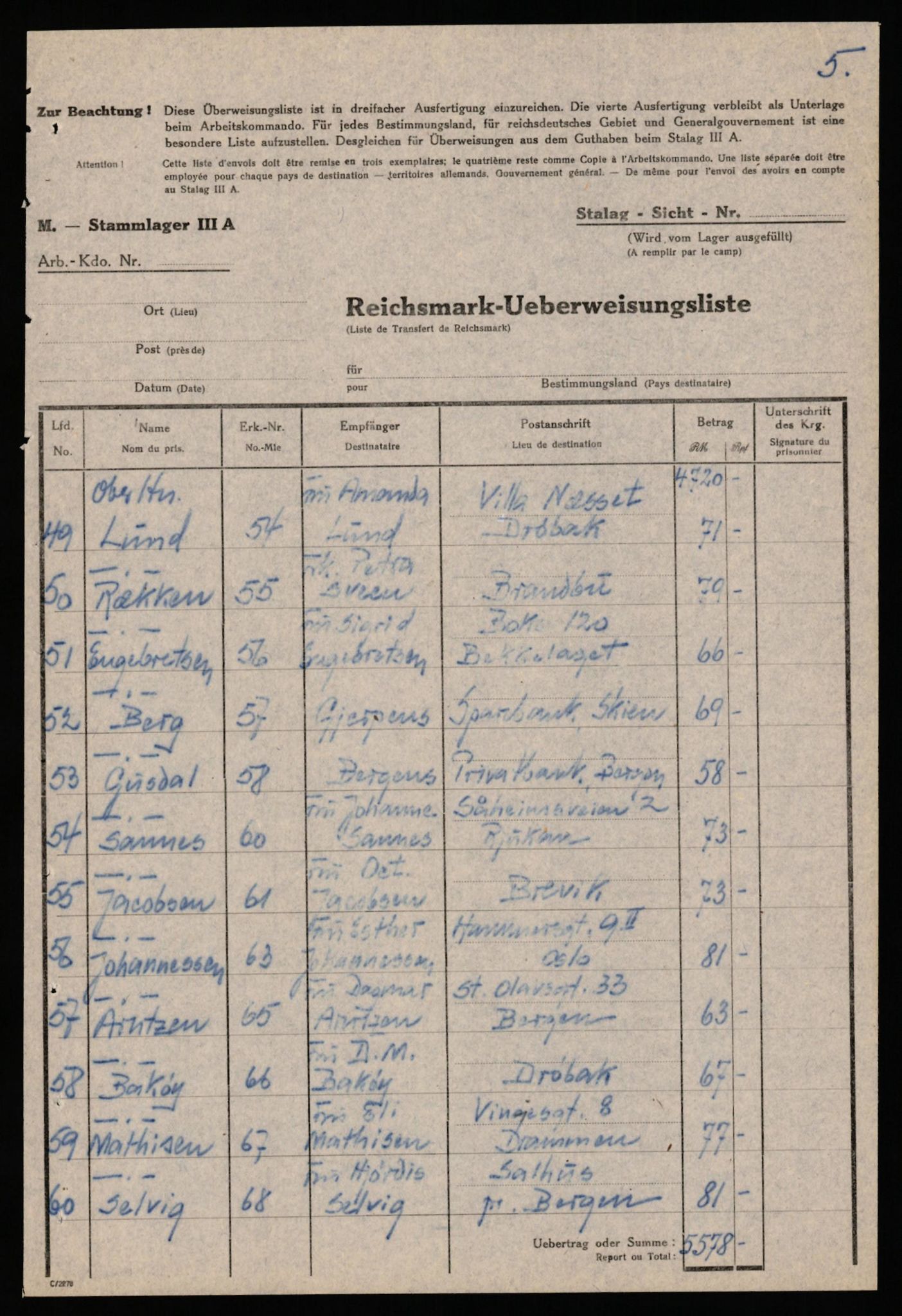 Forsvaret, Forsvarets krigshistoriske avdeling, AV/RA-RAFA-2017/Y/Yf/L0202: II-C-11-2103-2104  -  Norske offiserer i krigsfangenskap, 1940-1945, s. 260