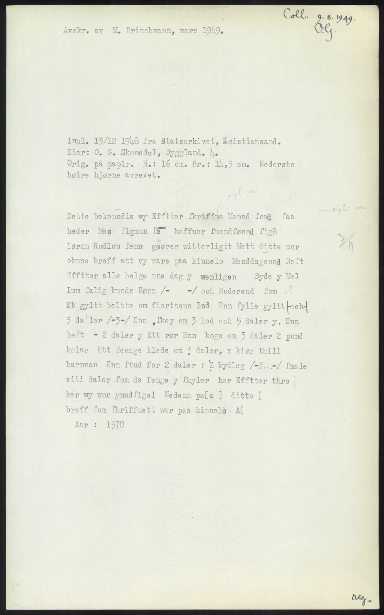 Samlinger til kildeutgivelse, Diplomavskriftsamlingen, AV/RA-EA-4053/H/Ha, s. 776