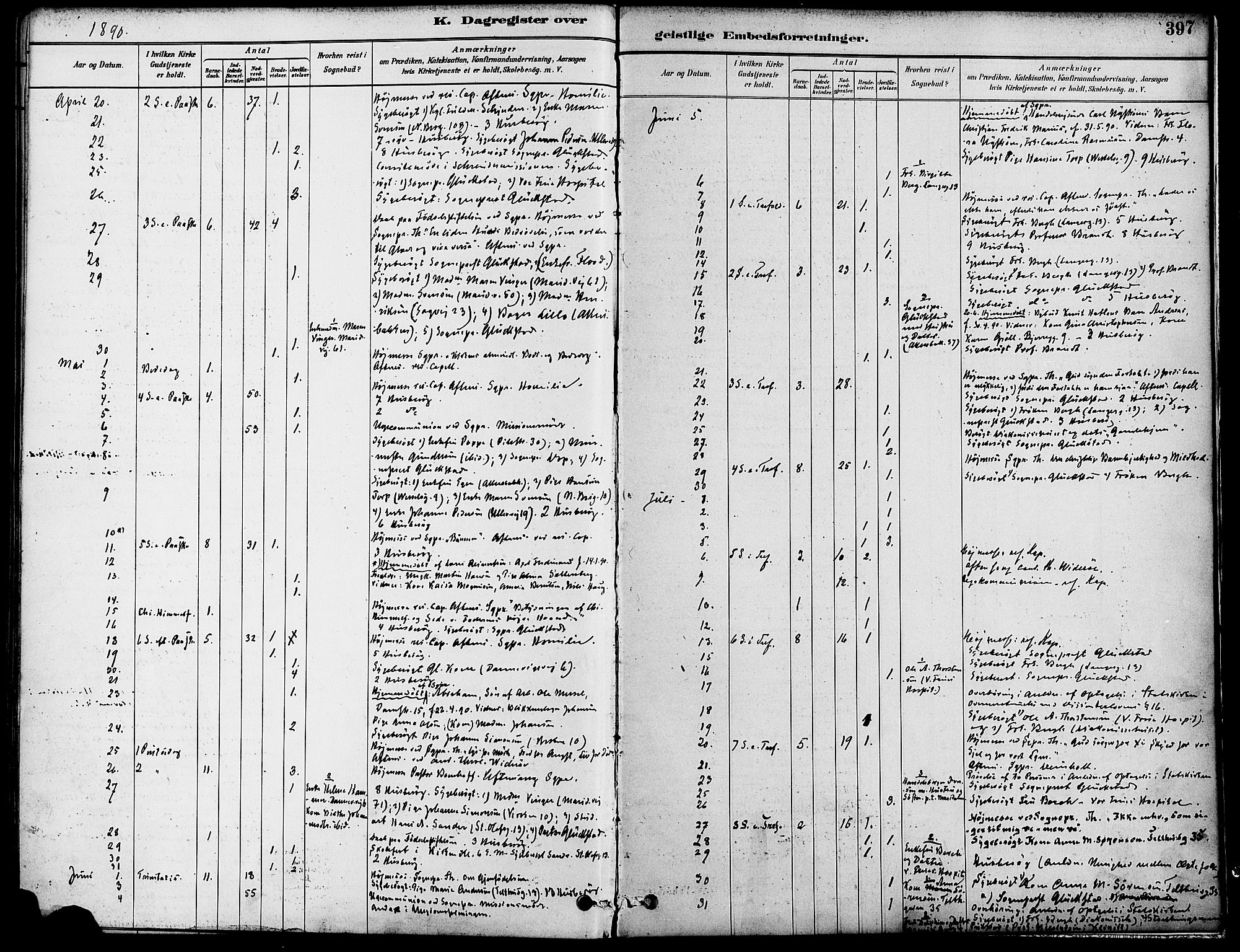 Gamle Aker prestekontor Kirkebøker, AV/SAO-A-10617a/F/L0007: Ministerialbok nr. 7, 1882-1890, s. 397