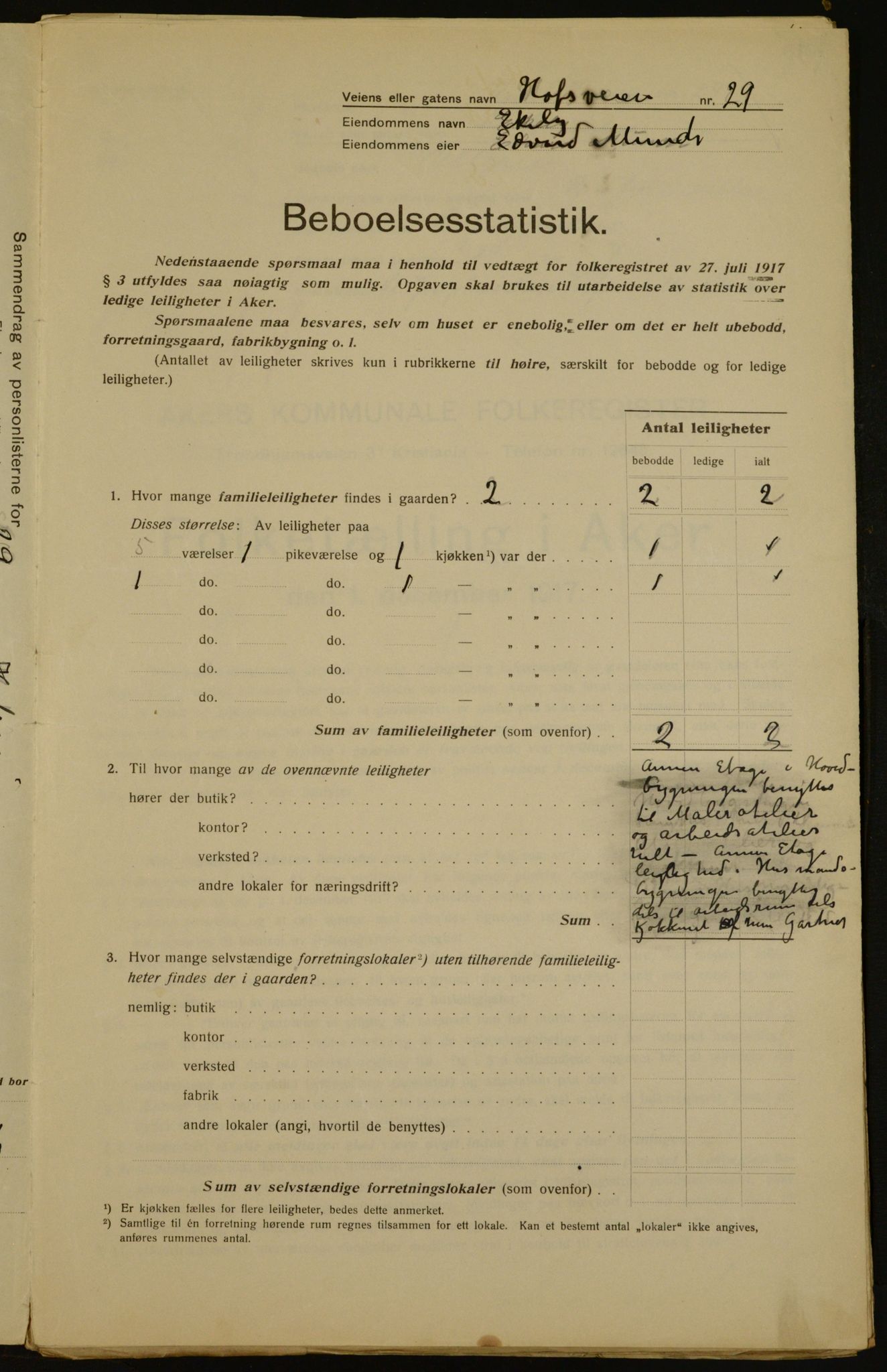 OBA, Kommunal folketelling 1.12.1917 for Aker, 1917, s. 4258