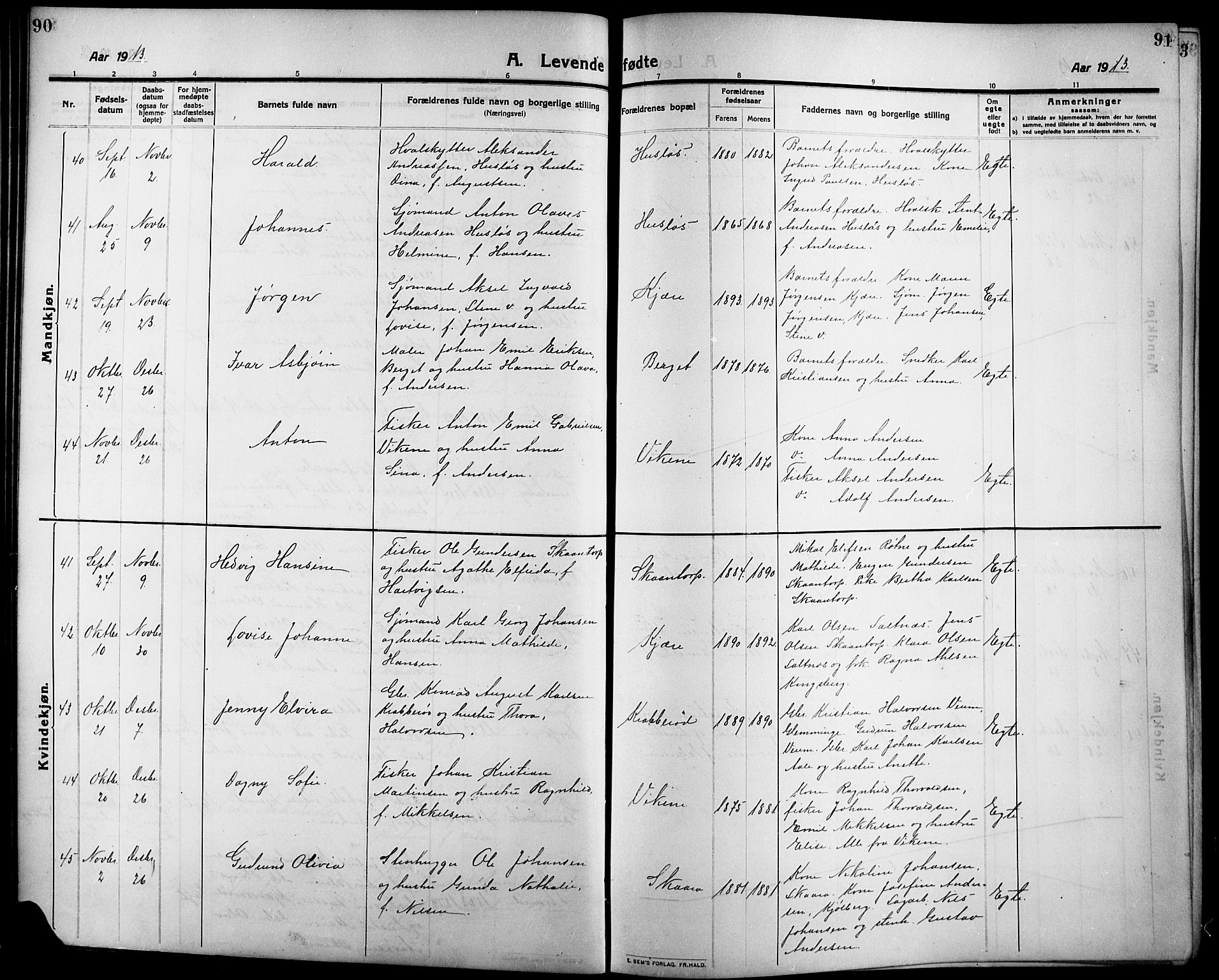 Onsøy prestekontor Kirkebøker, AV/SAO-A-10914/G/Ga/L0003: Klokkerbok nr. I 3, 1910-1926, s. 90-91