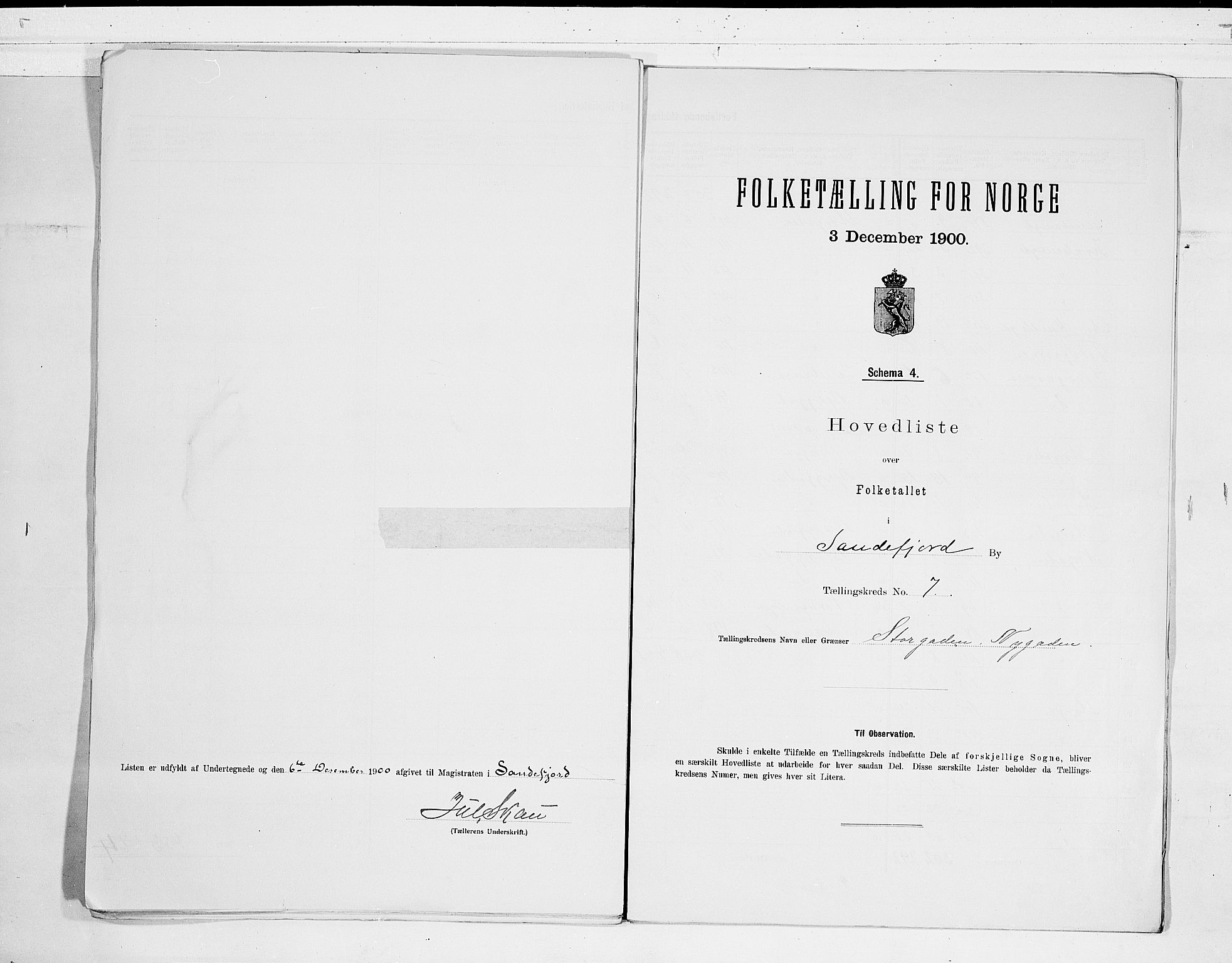 RA, Folketelling 1900 for 0706 Sandefjord kjøpstad, 1900, s. 16