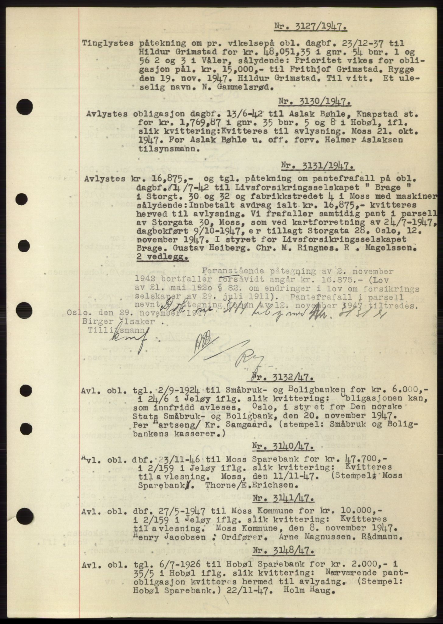 Moss sorenskriveri, SAO/A-10168: Pantebok nr. C10, 1938-1950, Dagboknr: 3127/1947