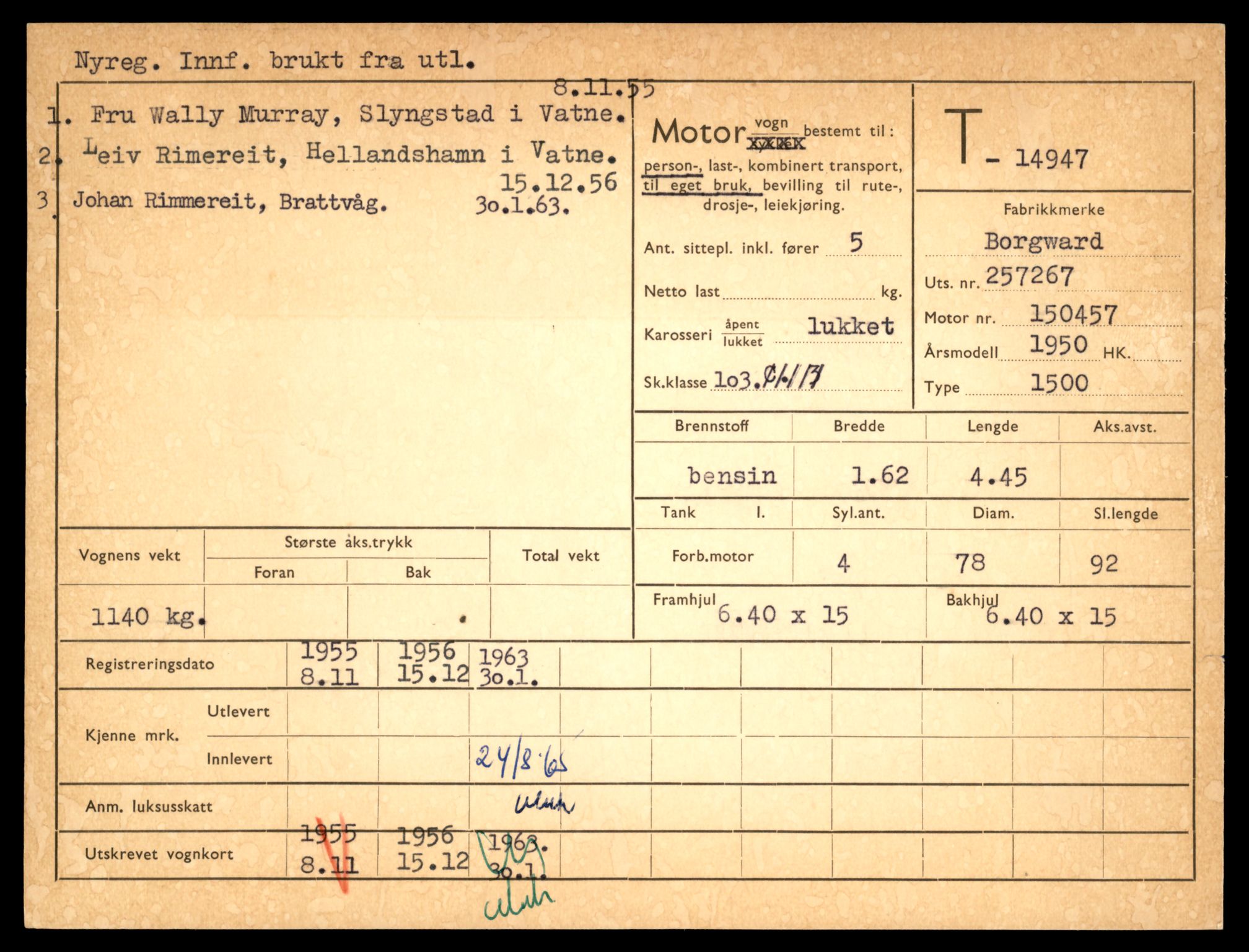 Møre og Romsdal vegkontor - Ålesund trafikkstasjon, AV/SAT-A-4099/F/Fe/L0049: Registreringskort for kjøretøy T 14864 - T 18613, 1927-1998, s. 1925