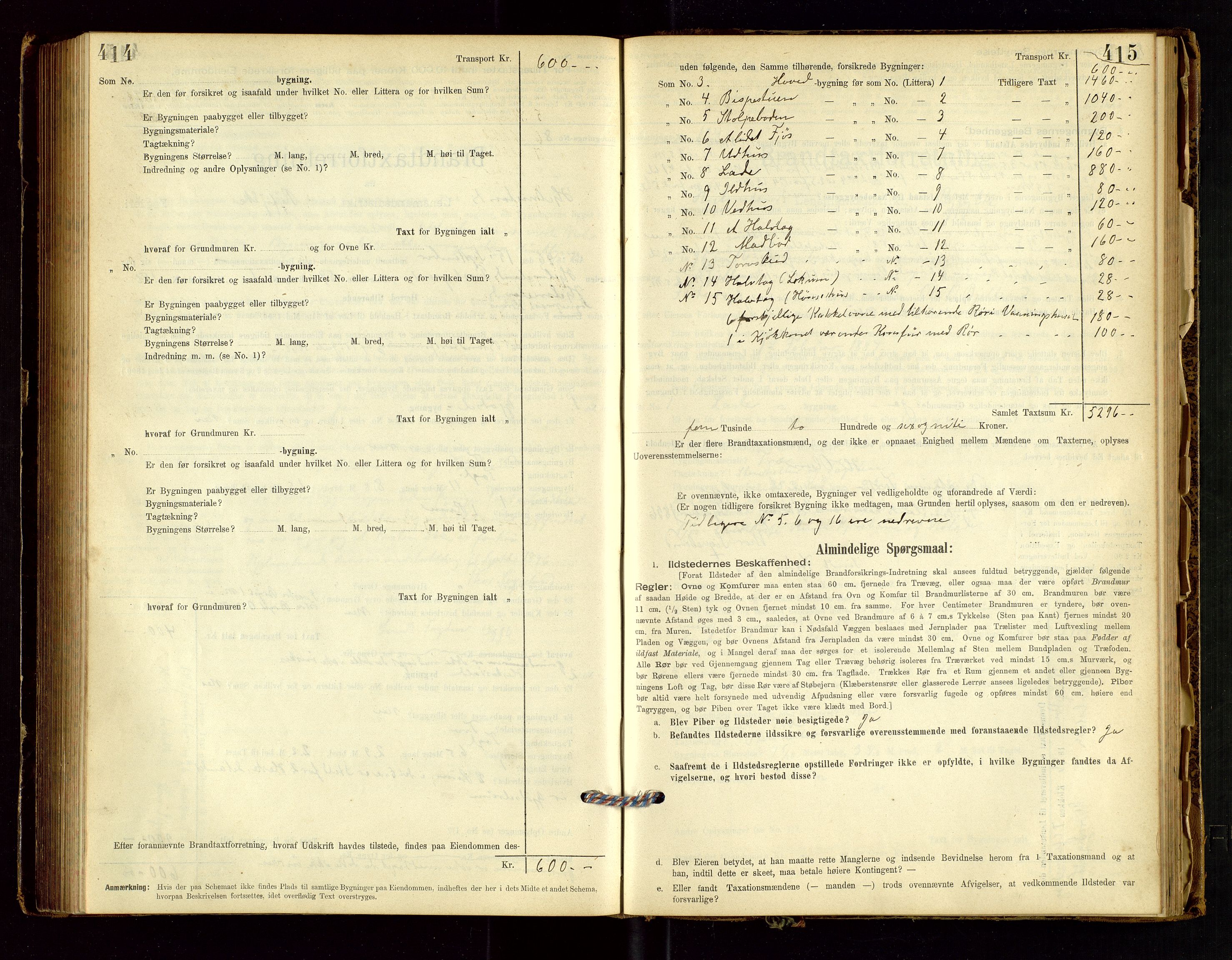 Hjelmeland lensmannskontor, AV/SAST-A-100439/Gob/L0001: "Brandtaxationsprotokol", 1895-1932, s. 414-415