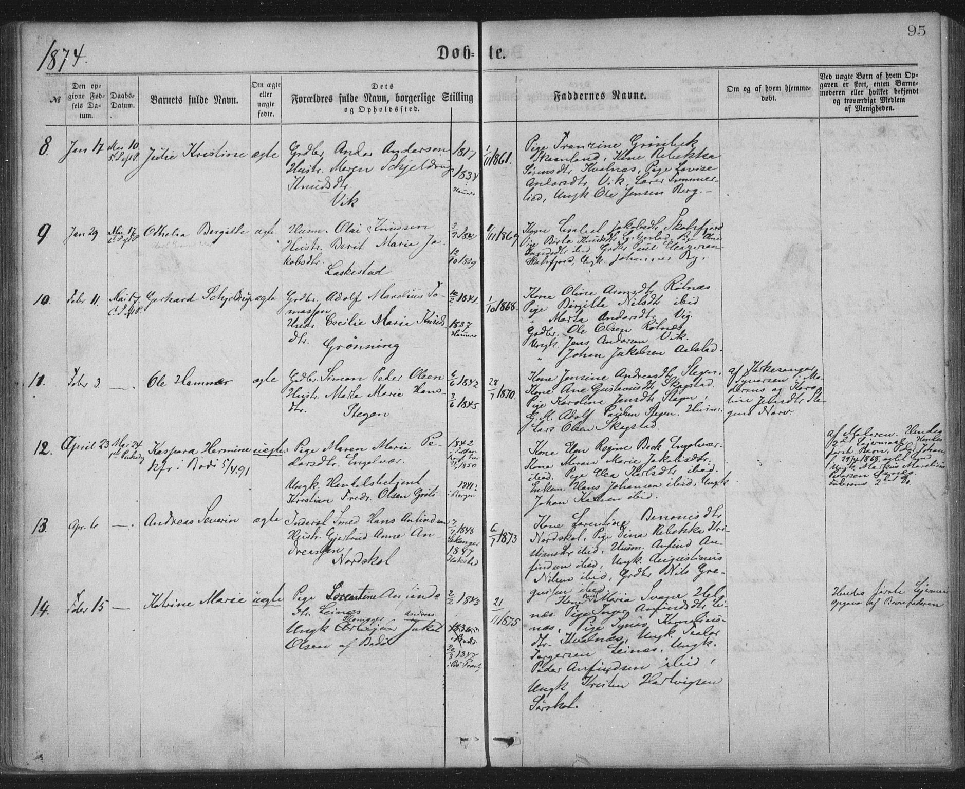 Ministerialprotokoller, klokkerbøker og fødselsregistre - Nordland, AV/SAT-A-1459/855/L0801: Ministerialbok nr. 855A09, 1864-1874, s. 95