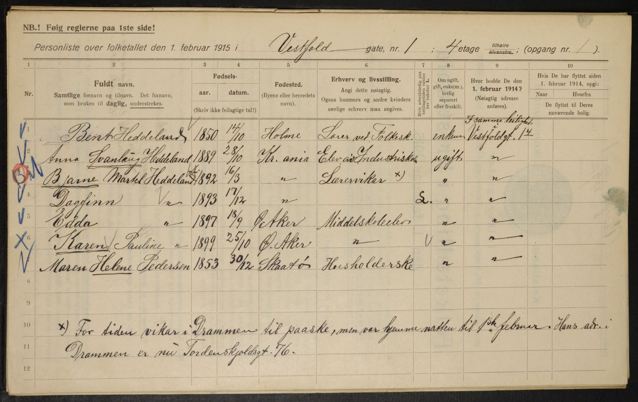 OBA, Kommunal folketelling 1.2.1915 for Kristiania, 1915, s. 122974