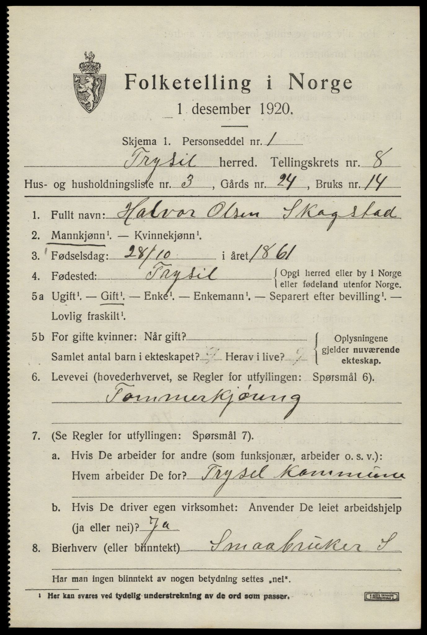 SAH, Folketelling 1920 for 0428 Trysil herred, 1920, s. 6251