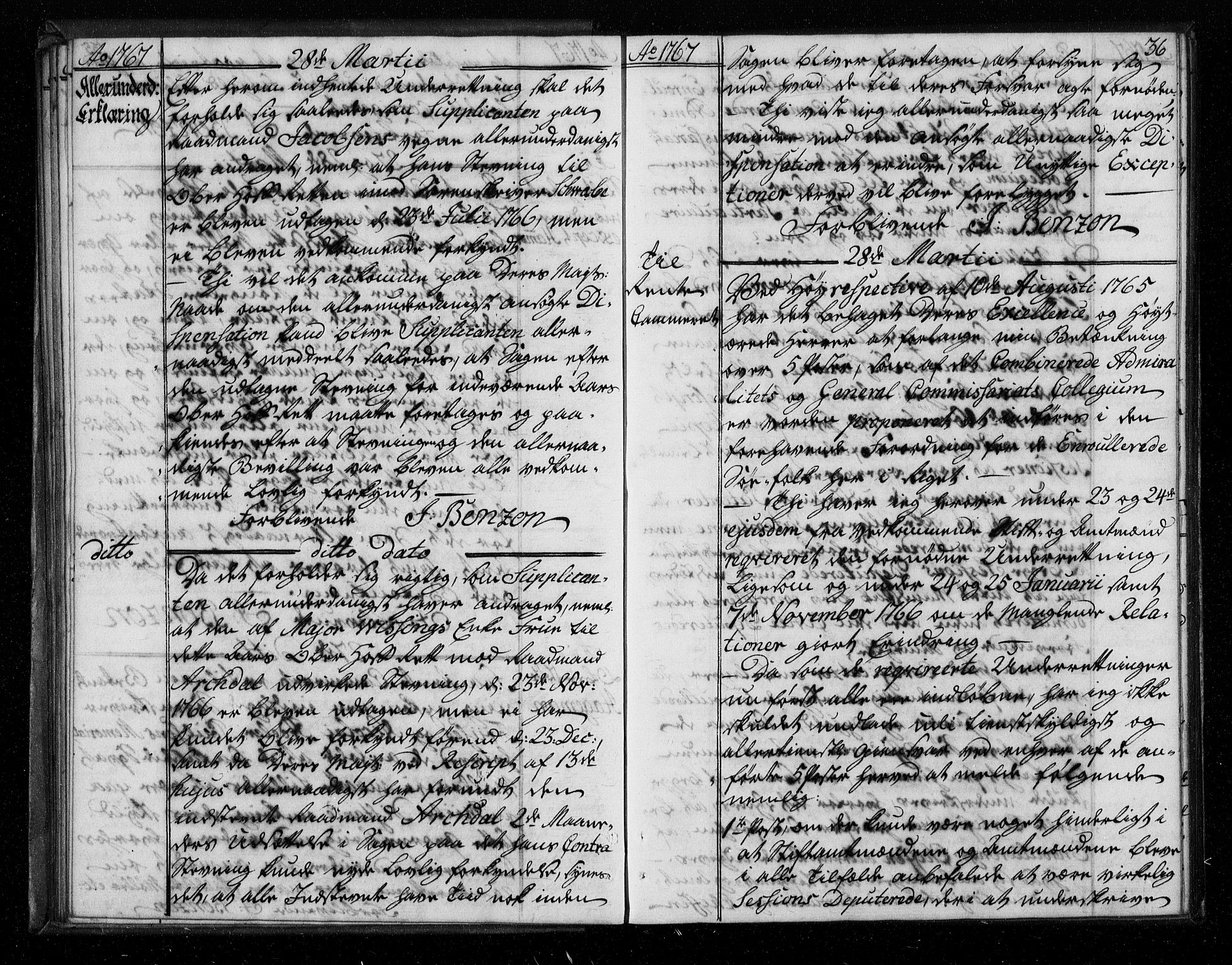 Stattholderembetet 1572-1771, AV/RA-EA-2870/Bf/L0006: Stattholderprotokoll (allmenn kopibok), 1767-1768, s. 35b-36a